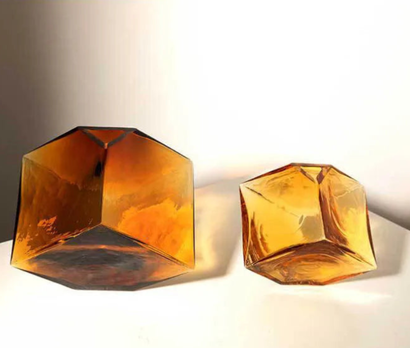 Modern Balancing Cube Glass Vase - Unique Home Decor for Living Room, Office & Wedding Centerpiece - Perfect for Flowers, Candles & Decorative Arrangements
