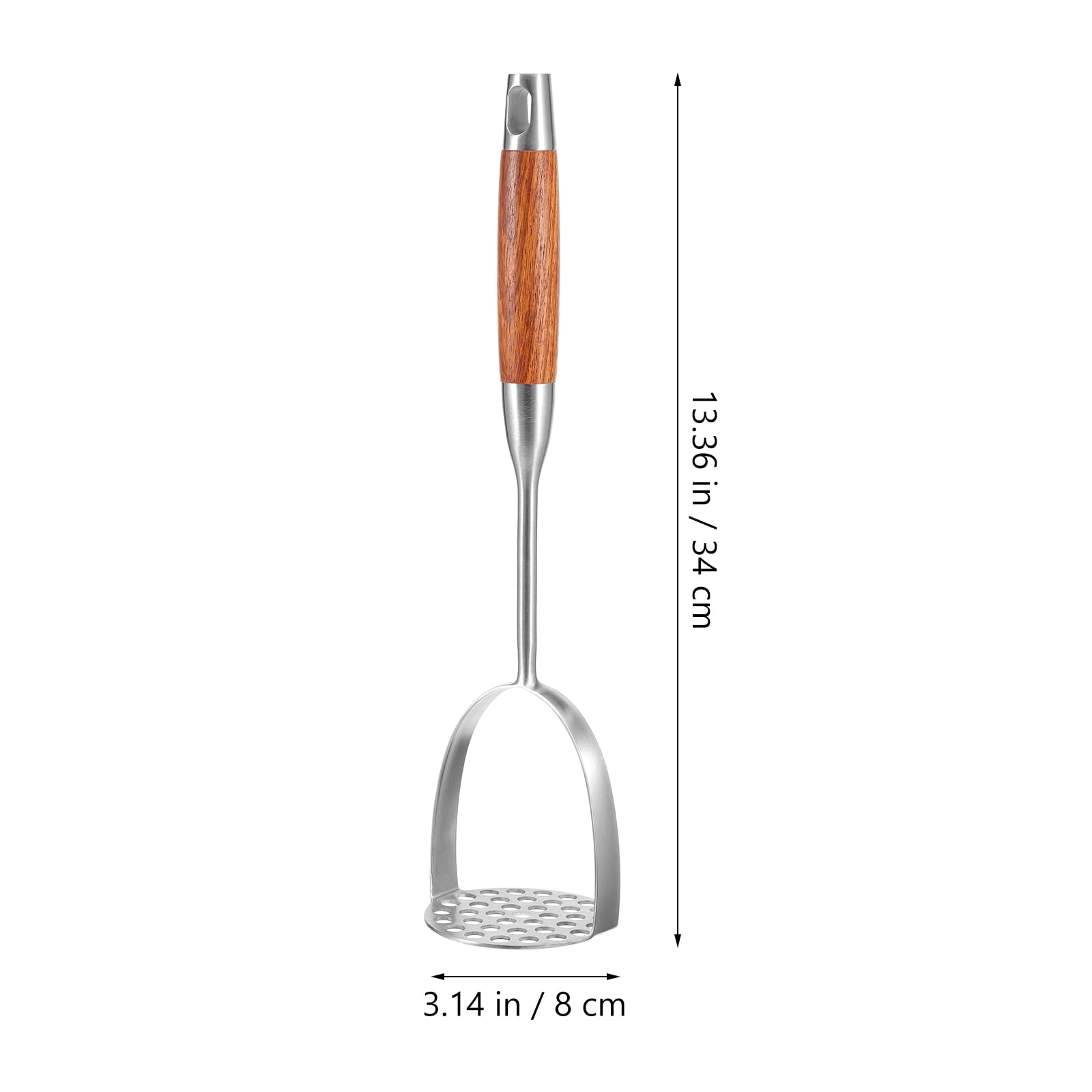 DOITOOL Heavy Duty Stainless Steel Potato Masher with Ergonomic Wooden Handle - Professional Kitchen Tool for Mashing Potatoes, Beans, Vegetables, Fruits, Avocados & Meat - Perfect for Home Cooking, Baking and Meal Prep
