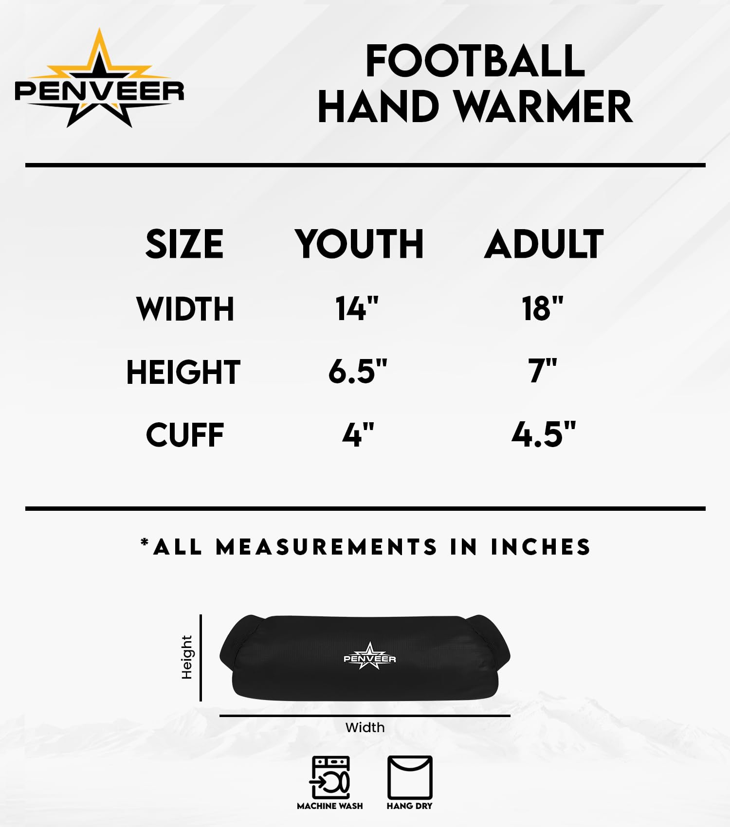 Waterproof Football Hand Warmer Pouch with Zipper Pocket & Adjustable Strap - Youth & Adult Cold Weather Football Gear for Games, Practice & Outdoor Sports