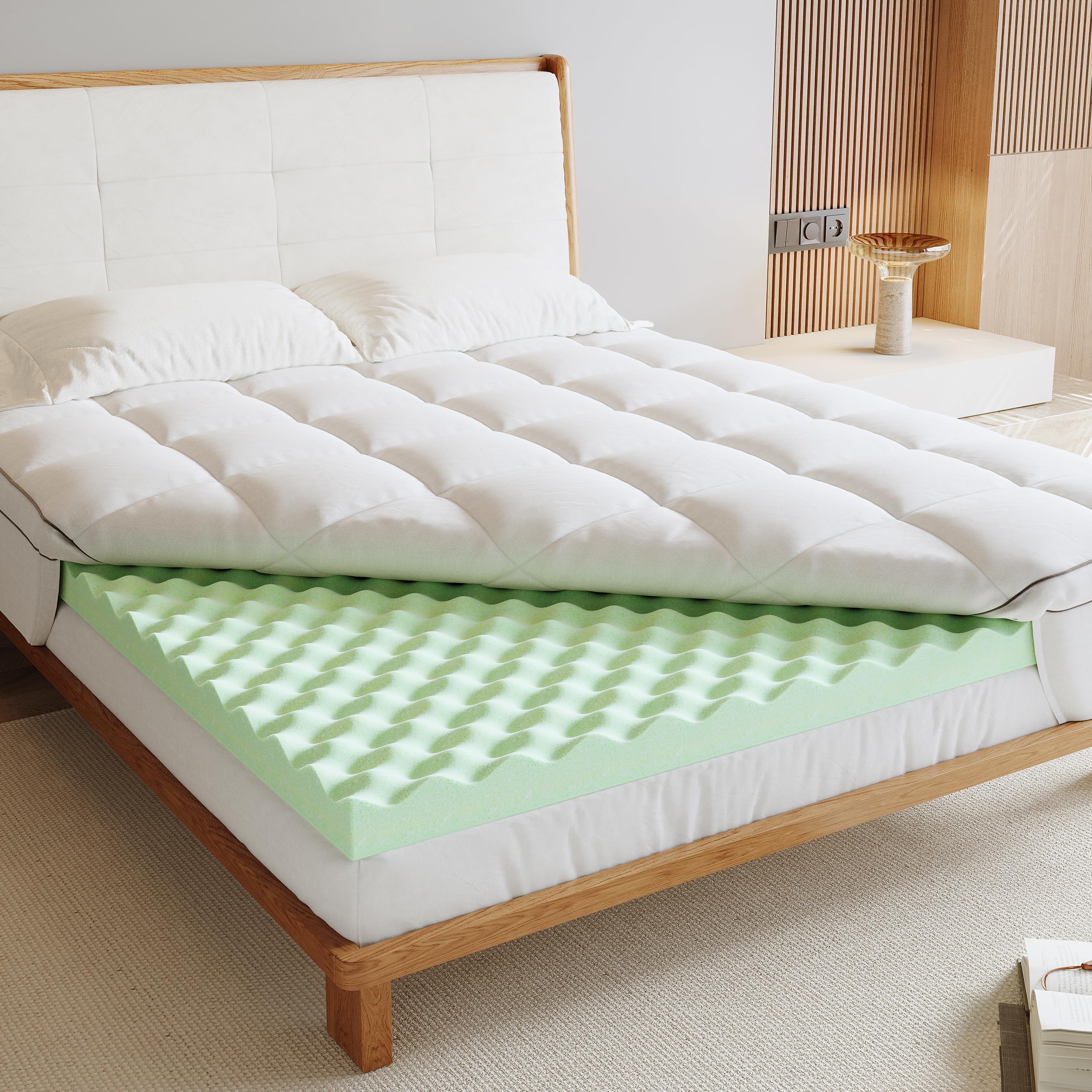 4 Inch Cooling Gel Memory Foam Mattress Topper King Size - Dual Layer (2