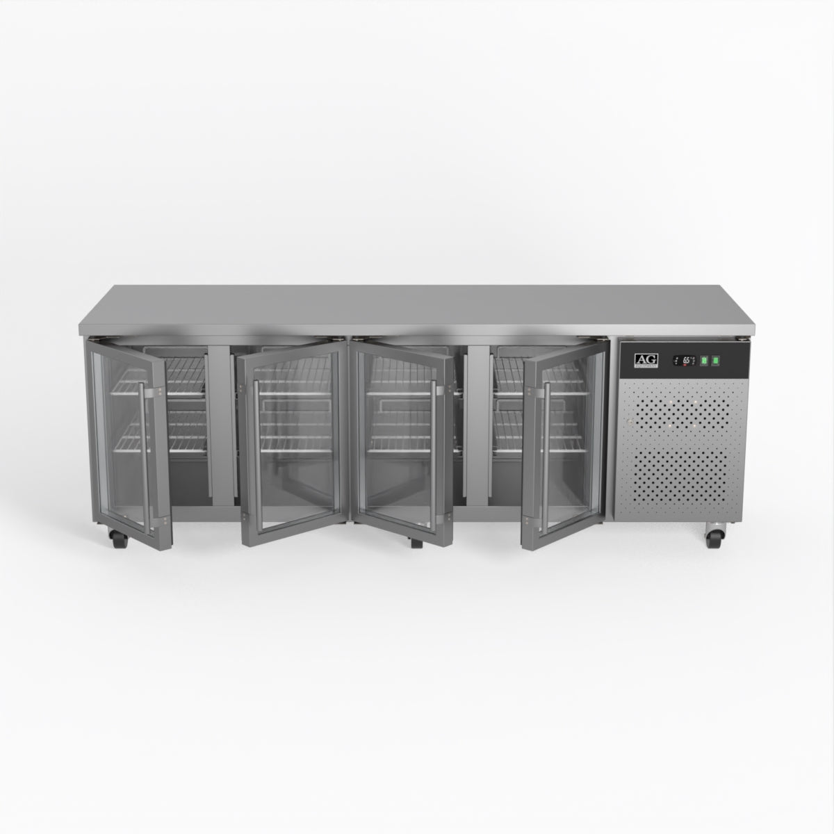 AG 4 Glass Door Commercial Worktop Refrigerator - Under Counter Fridge for Restaurants, Bars & Kitchens | Perfect for Food Storage & Beverage Cooling