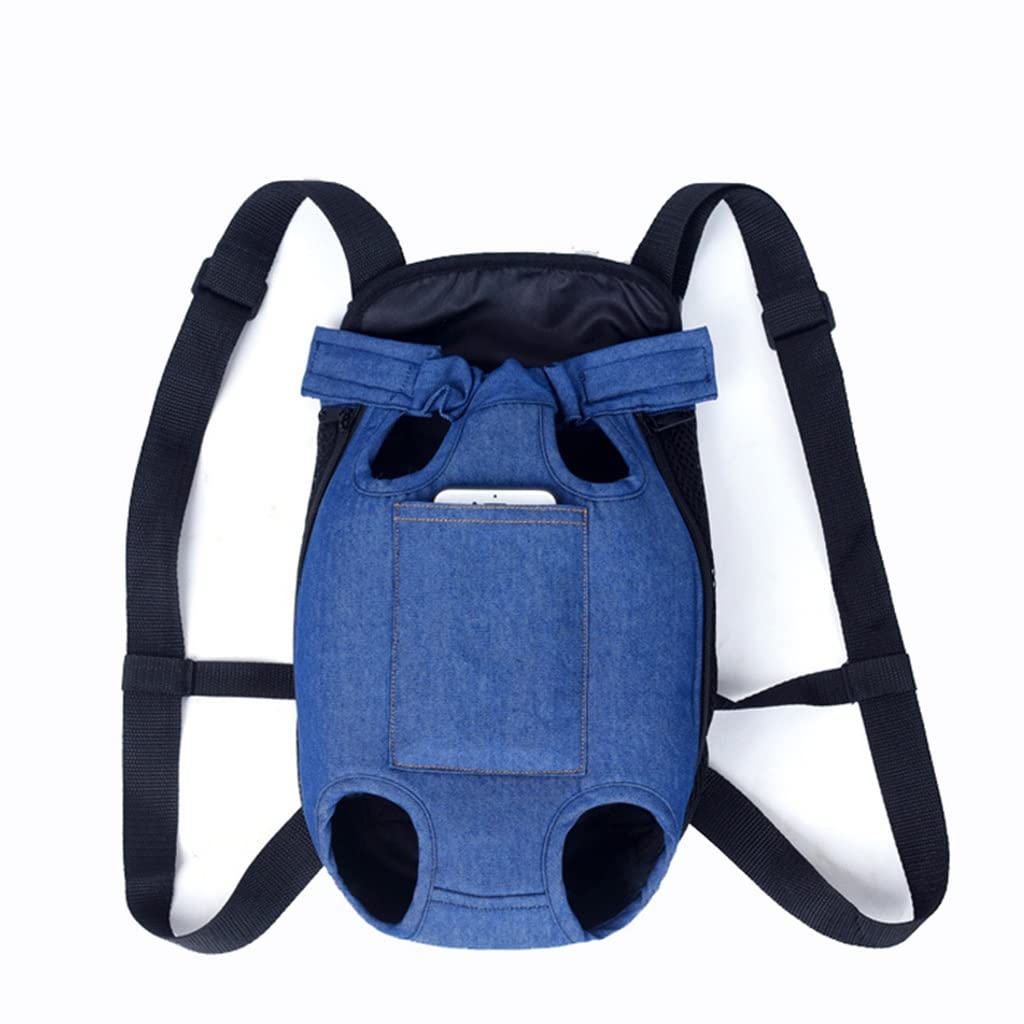 Denim Pet Dog Backpack - Breathable Outdoor Travel Carrier for Small Dogs & Puppies (Size B & S) - Perfect for Hiking, Camping & Daily Adventures
