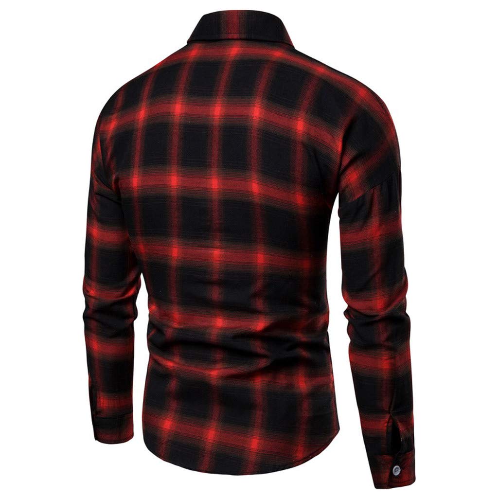 **Men's Slim Fit Long Sleeve Brushed Plaid Flannel Shirt - Button Down Business Casual Dress Shirt for Work, Office & Fall Outfits**
