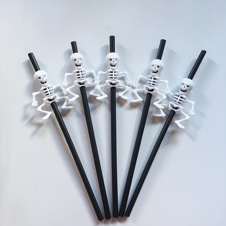 Halloween Plastic Straws - Spooky Party Drinking Straws for Halloween Decorations & Themed Events
