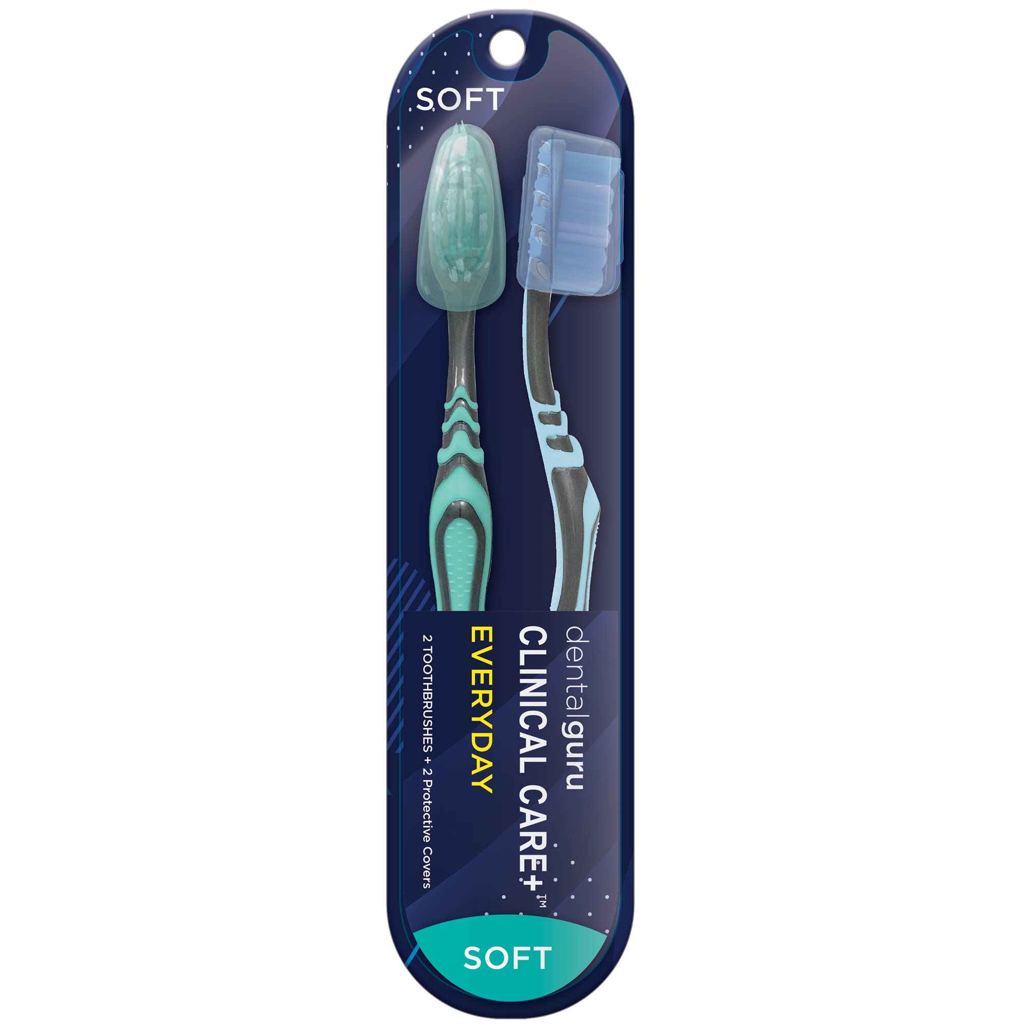 GuruNanda Soft Bristle Toothbrush for Kids & Adults - Gentle Deep Cleaning, Teeth Whitening, Travel-Friendly with Brush Cap, Multi-Color (2 Pack) - Perfect for Home, Travel & Daily Oral Care