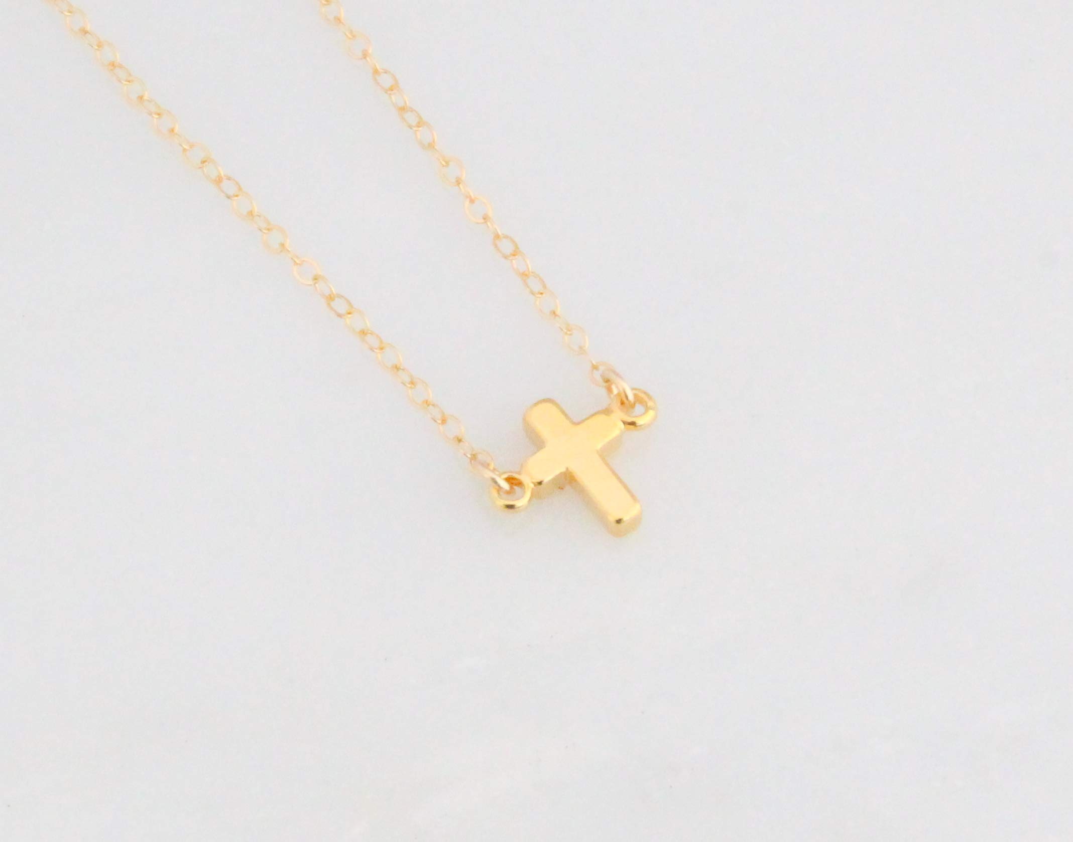 Gold Mini Small Cross Necklace - Dainty Textured Cross Pendant with Thin Chain - Elegant Religious Jewelry Gift for Women - Perfect for Daily Wear, Church Occasions & Thoughtful Present