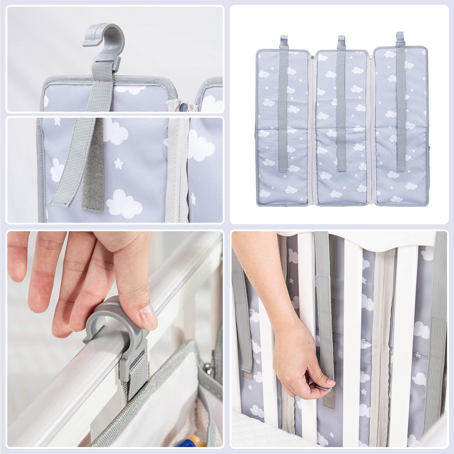 Orzbow 3-in-1 Baby Diaper Caddy & Nursery Organizer | Portable Hanging Storage for Diapers, Wipes & Baby Essentials | Perfect for Crib, Changing Table or Nursery Wall (Gray) | Ideal for Quick Diaper Changes & Organized Nursery Spaces