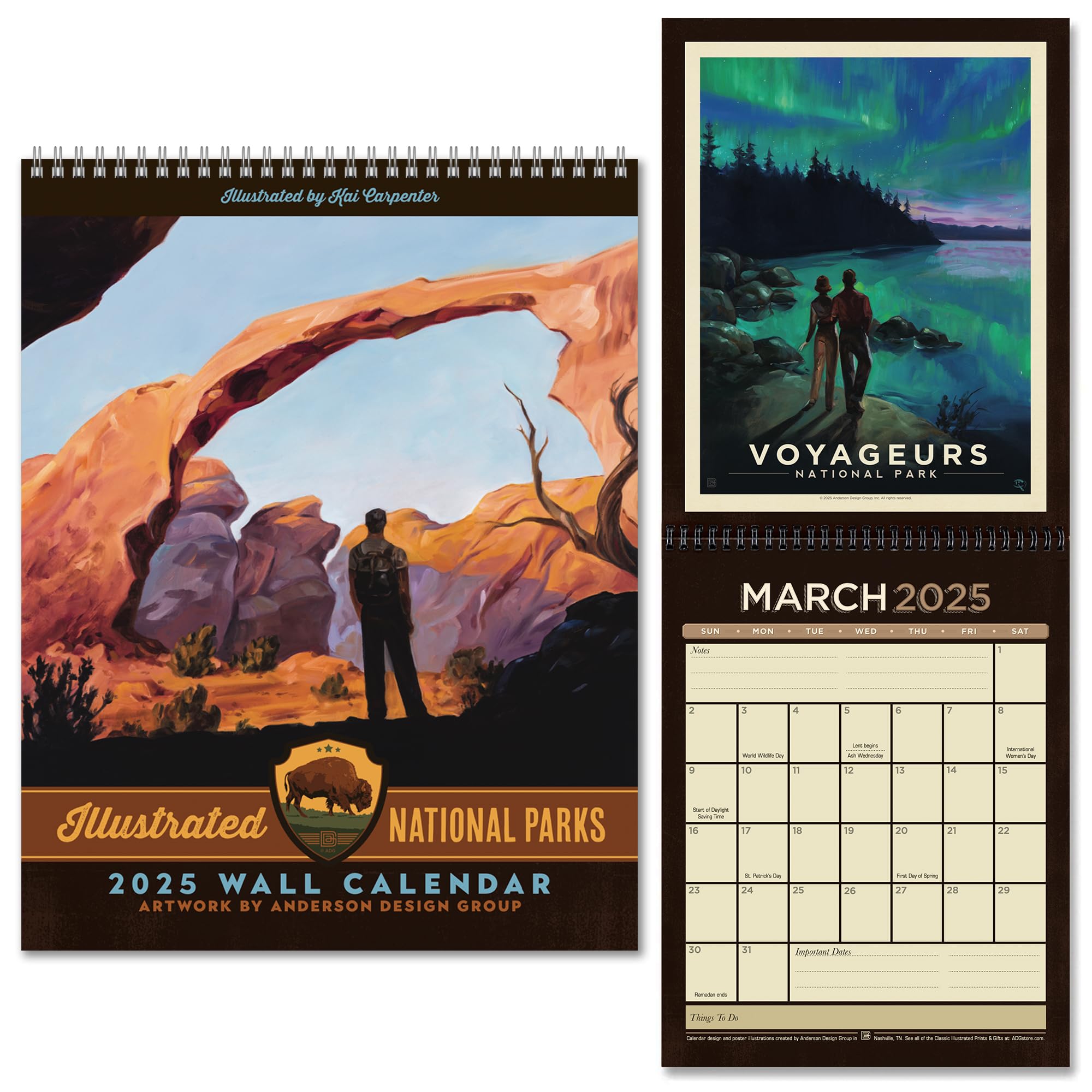 Americanflat 2025 Wall Calendar - Scenic National Park Artwork - 10x13 Large Wall Planner - 12 Month Hanging Calendar for Home & Office Organization - Perfect for Scheduling, Gift Giving & Wall Decor