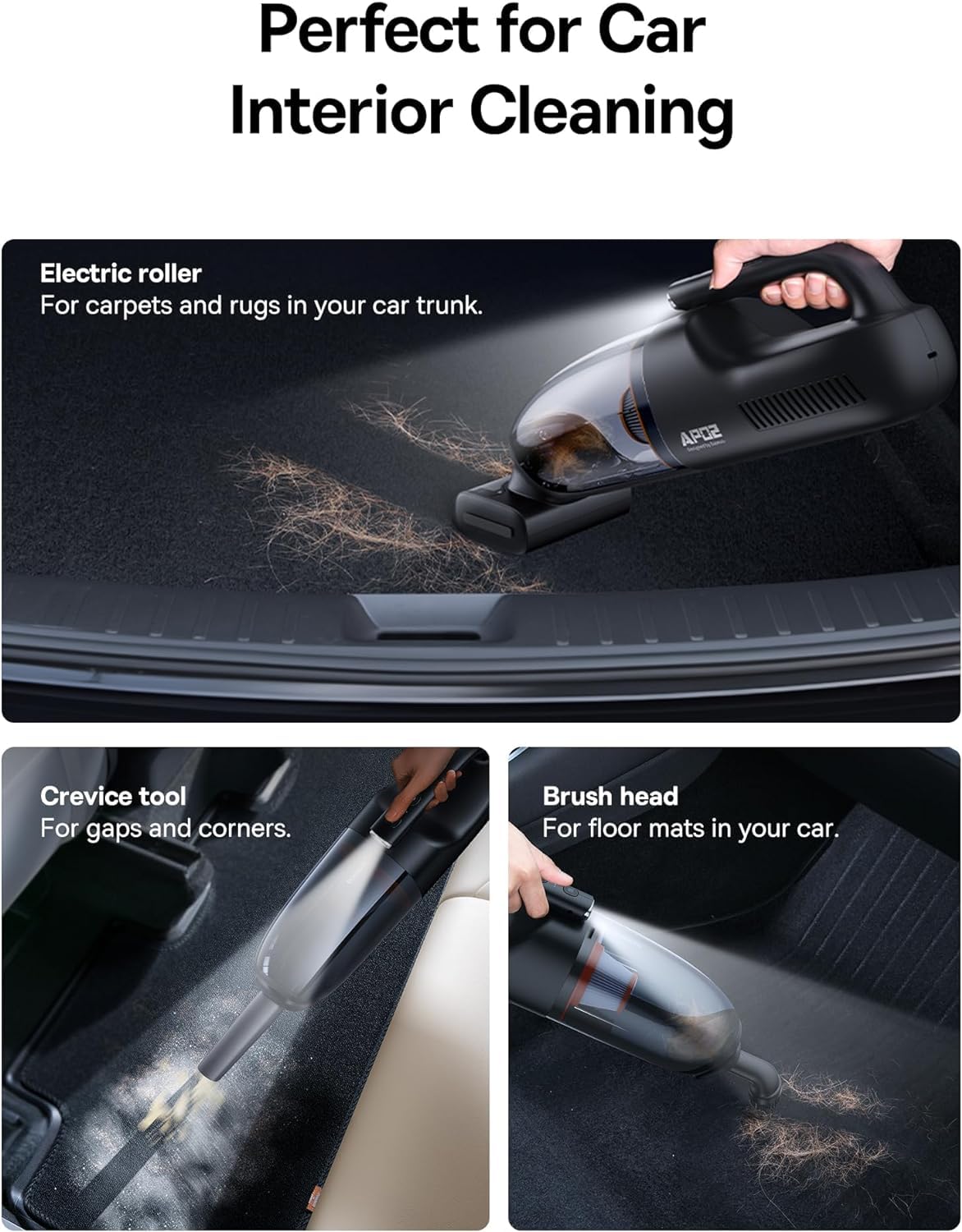 Baseus 160W Cordless Handheld Vacuum Cleaner - Powerful Car Vacuum for Pet Hair, LED Light, 10000mAh Rechargeable Battery - Portable for Home, Car, RV, Couch, Stairs - No Entanglement (AP02) | Perfect for Quick Cleanups & Pet Owners