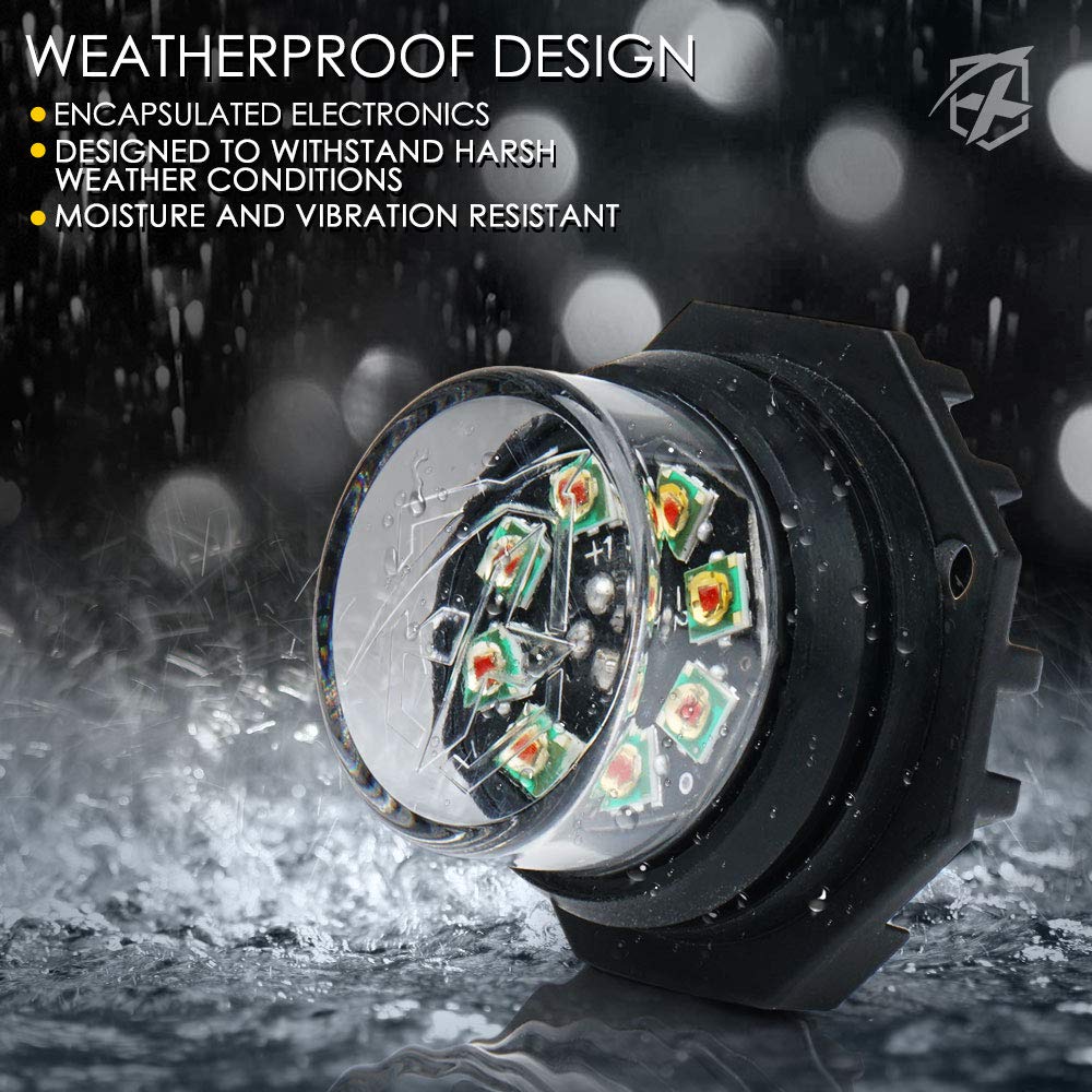 Xprite Amber LED Hideaway Strobe Lights Kit - 4PC Emergency Warning Flashing Lights for Grille, Headlight & Taillight - Ideal for Construction Vehicles, Tow Trucks, ATV, UTV & Cars - Perfect for Roadside Emergencies, Hazard Warnings & Off-Road Safety