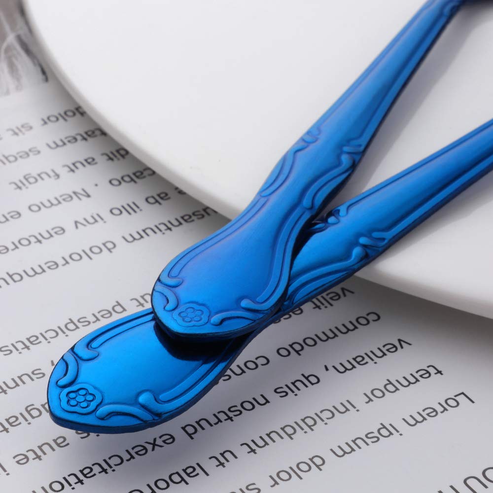 12-Piece Stainless Steel Oyster Fork Set - 5.9 Inch Elegant Blue Cake Forks for Fine Dining, Seafood Parties & Formal Table Settings