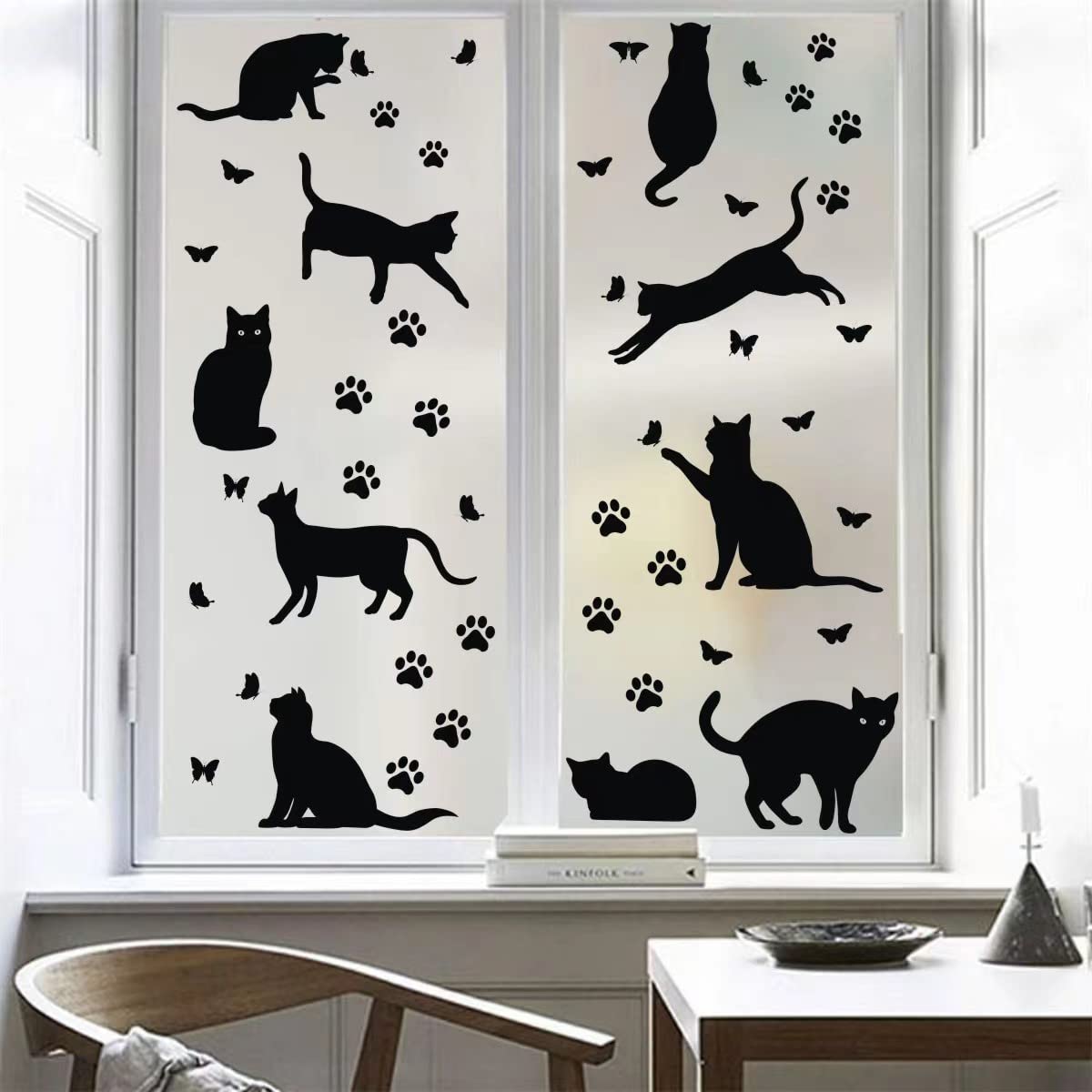 Bamsod Black Cat Wall Stickers for Kids - Removable Vinyl Wall Decals, Cute Cat Wall Art for Bedroom & Nursery Decor - Perfect for Girls' Room, Playroom & Home Wall Decoration