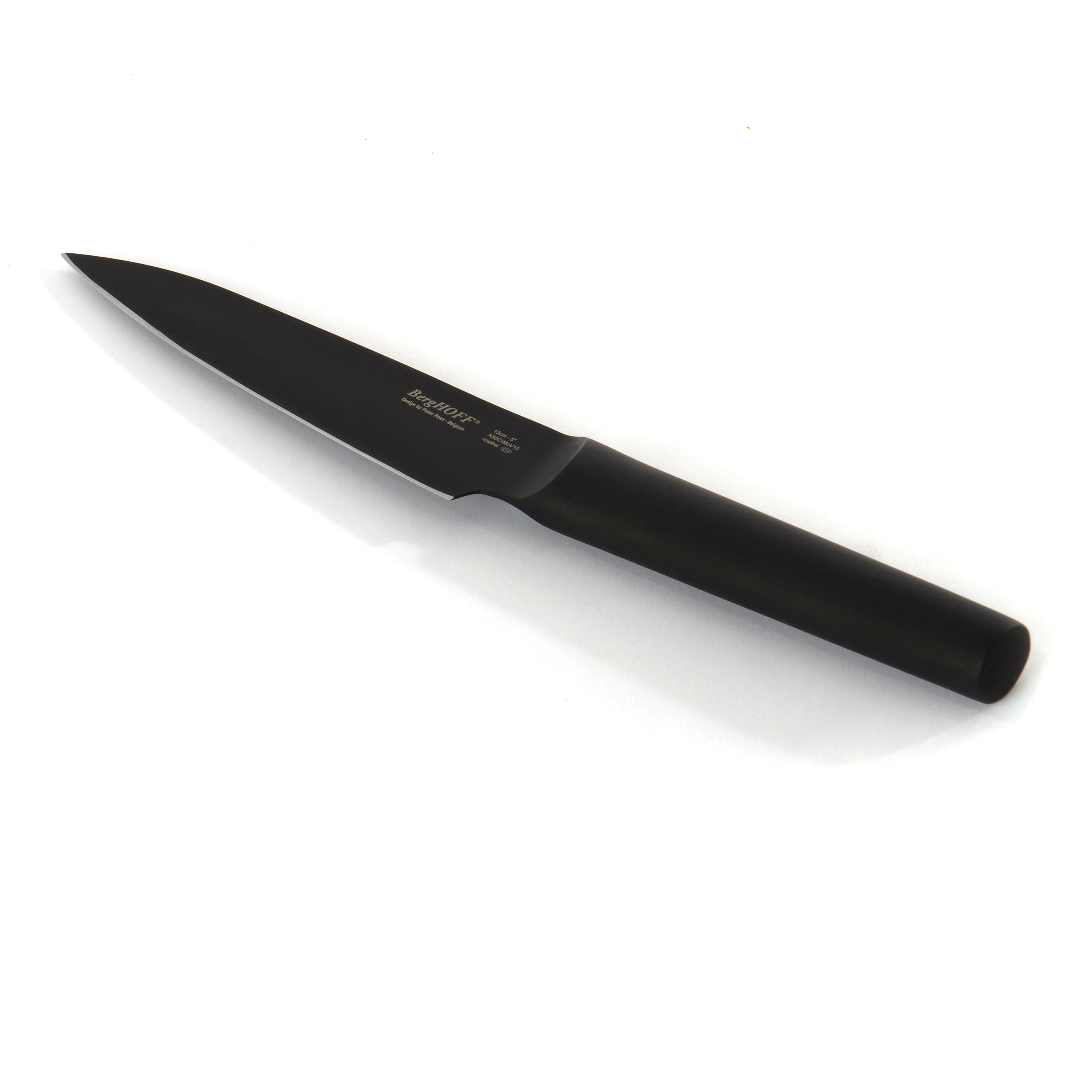 BergHOFF Ron Utility Knife - 5-Inch Black Stainless Steel Kitchen Knife for Chopping, Slicing & Dicing | Perfect for Home Cooking, Camping & Outdoor Adventures