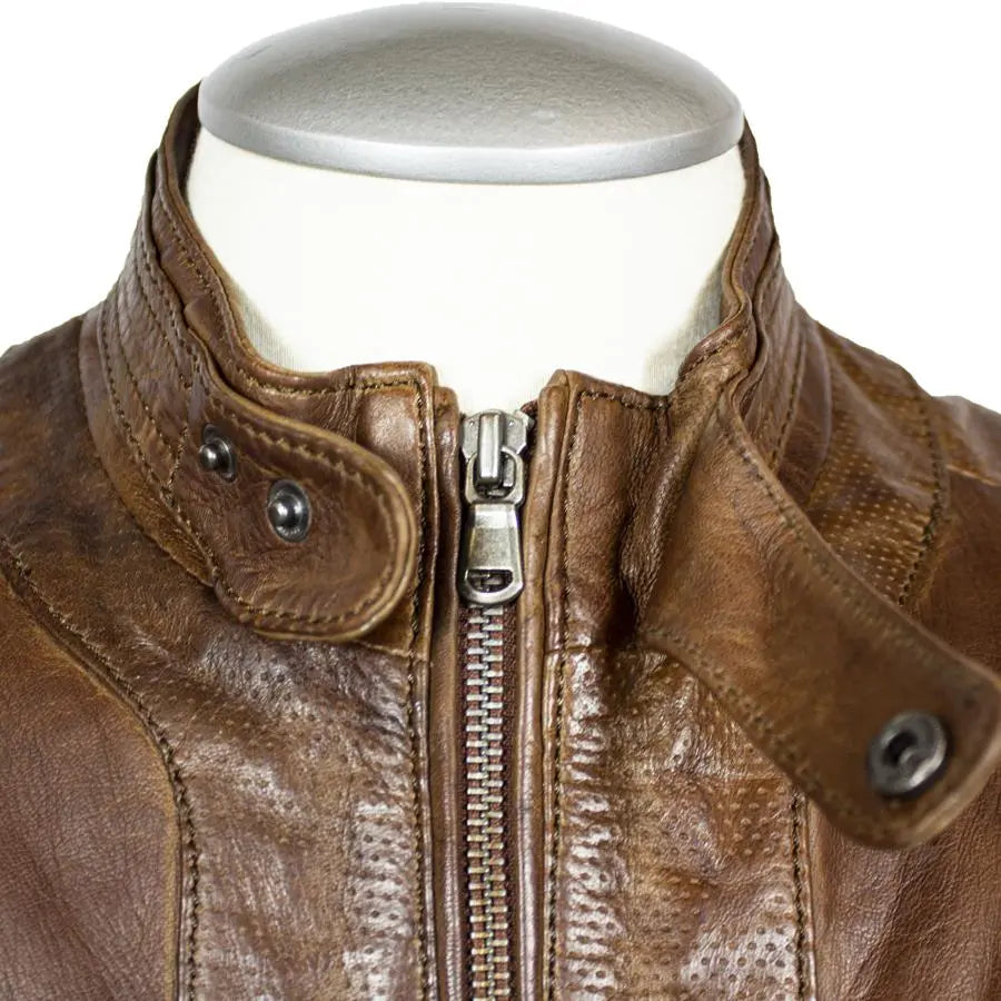 BOL Men's Snap Collar Leather Racer Jacket - Stylish Motorcycle Biker Jacket for Casual & Outdoor Riding - Perfect for Motorcycle Enthusiasts & Fashionable Streetwear