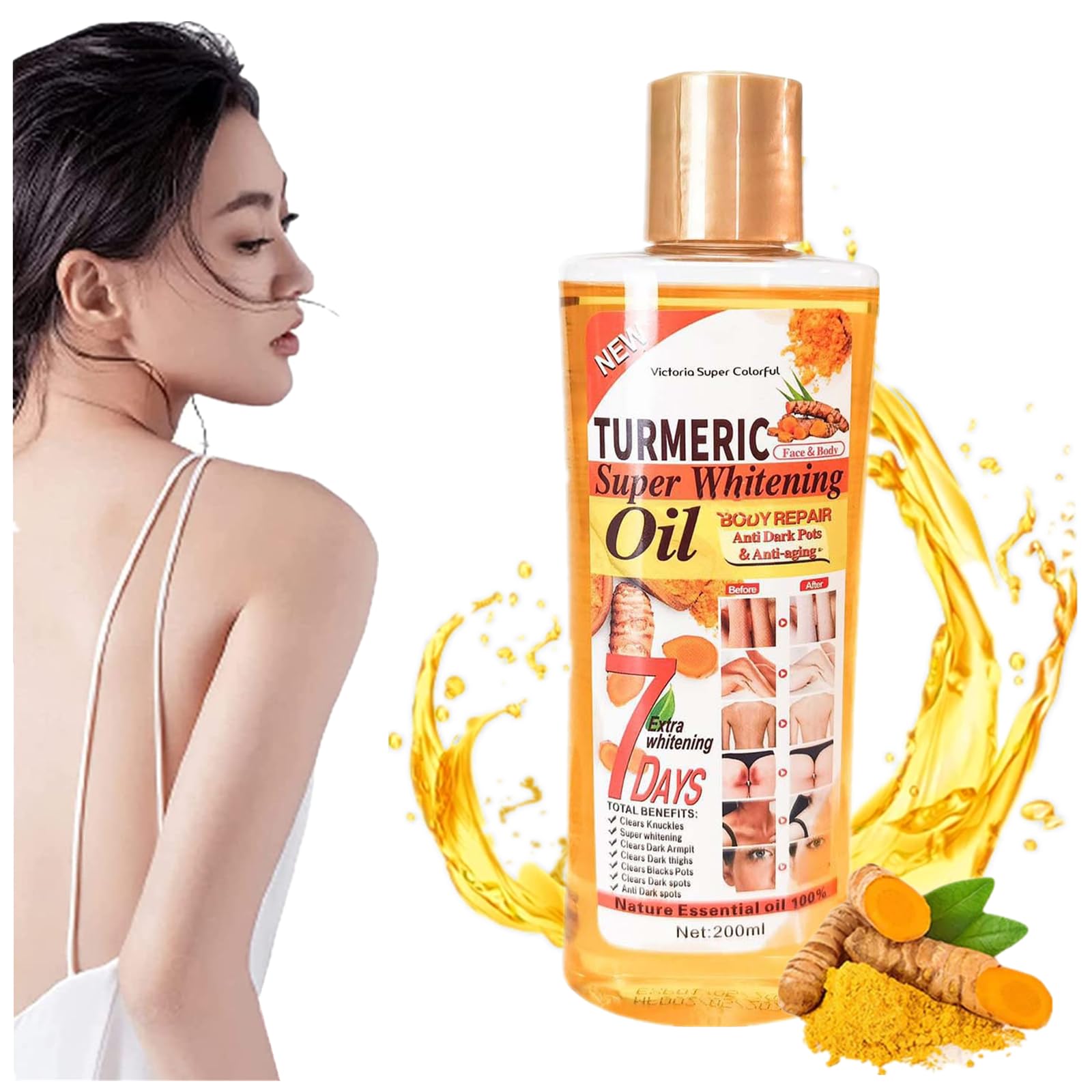 **Soft 7 Turmeric Honey Oil for Face & Body – Natural Moisturizing Oil for Dry & Rough Skin – Fast Absorbing, Non-Greasy – 200ml (1pc) – Perfect for Daily Hydration & Nighttime Skincare Routine**