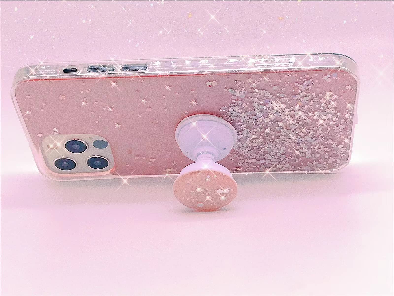 Sparkly Glitter Phone Case for iPhone 13 (6.1 inch) - Cute Bling Protective Cover with Ring Kickstand | Women & Girls Soft Shell | Perfect for Everyday Use, Work & Social Outings (Green)