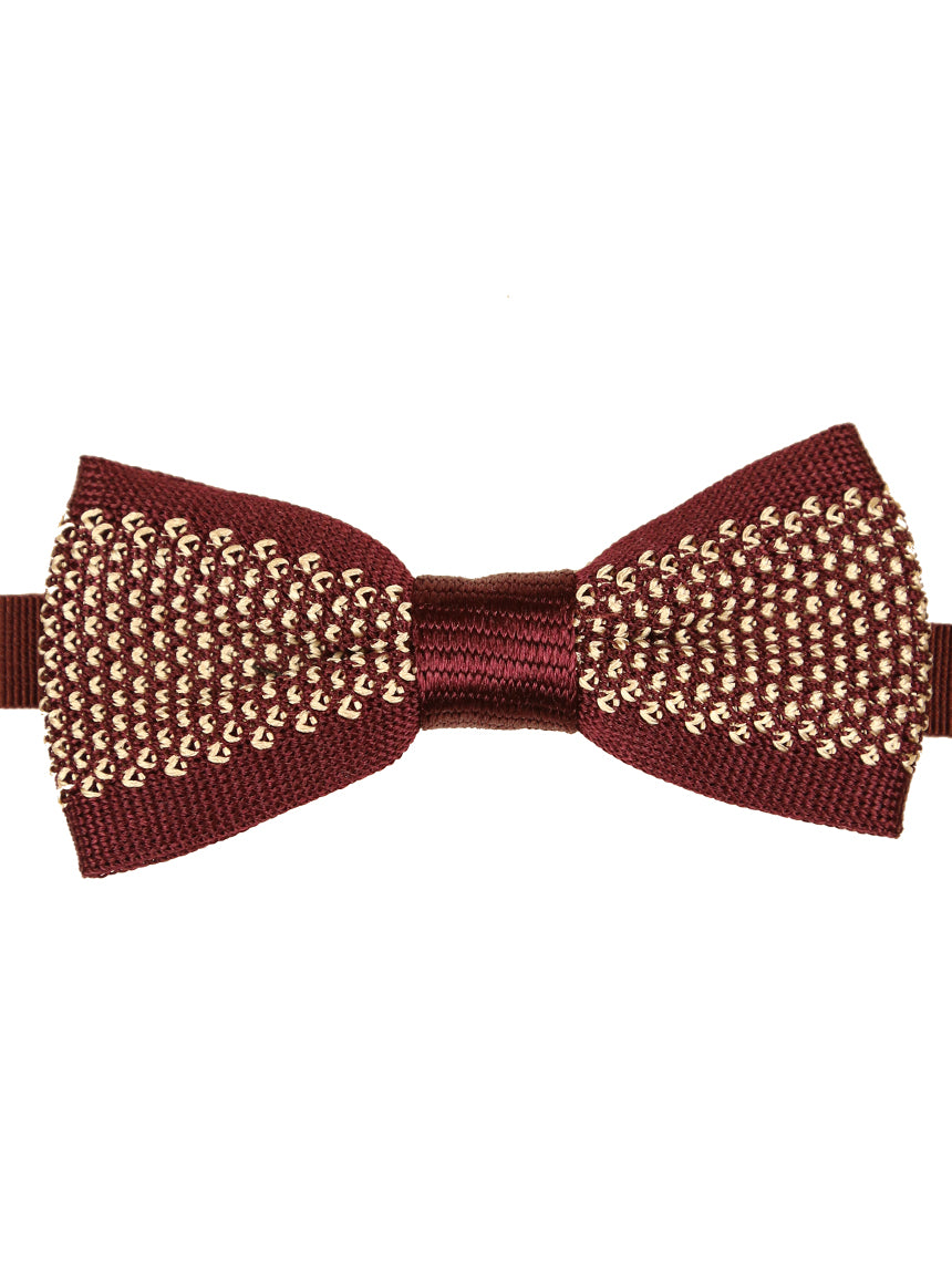 DÉCLIC Shiny Knitted Bow Tie for Men & Women - Elegant Burgundy Red Accessory for Weddings, Parties & Formal Events