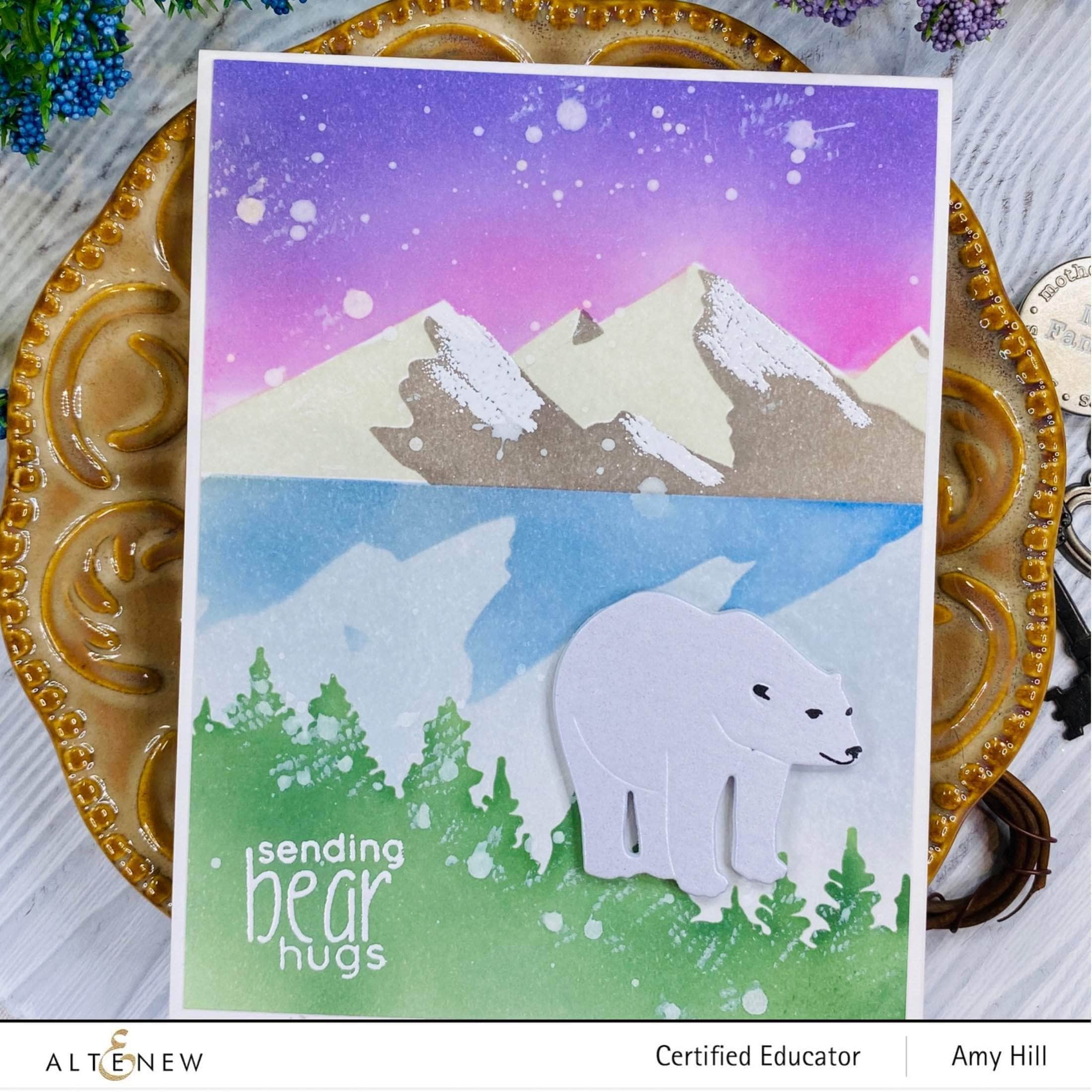 Mini Delight Polar Bear Stamp & Die Set for Card Making - Winter Scrapbooking, DIY Greeting Cards, and Paper Crafting Projects