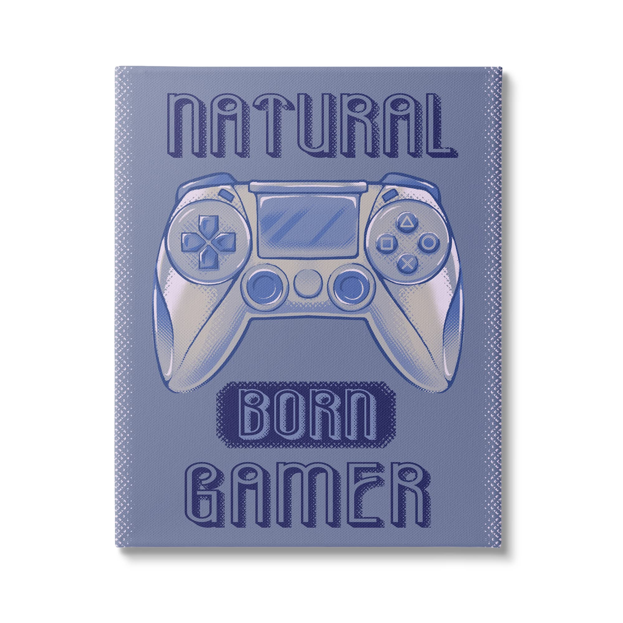 Stupell Industries Natural Born Gamer Blue Gaming Controller Wall Art - Modern Text Design by Ziwei Li - Perfect for Gamer Room Decor, Man Cave & Game Lounge