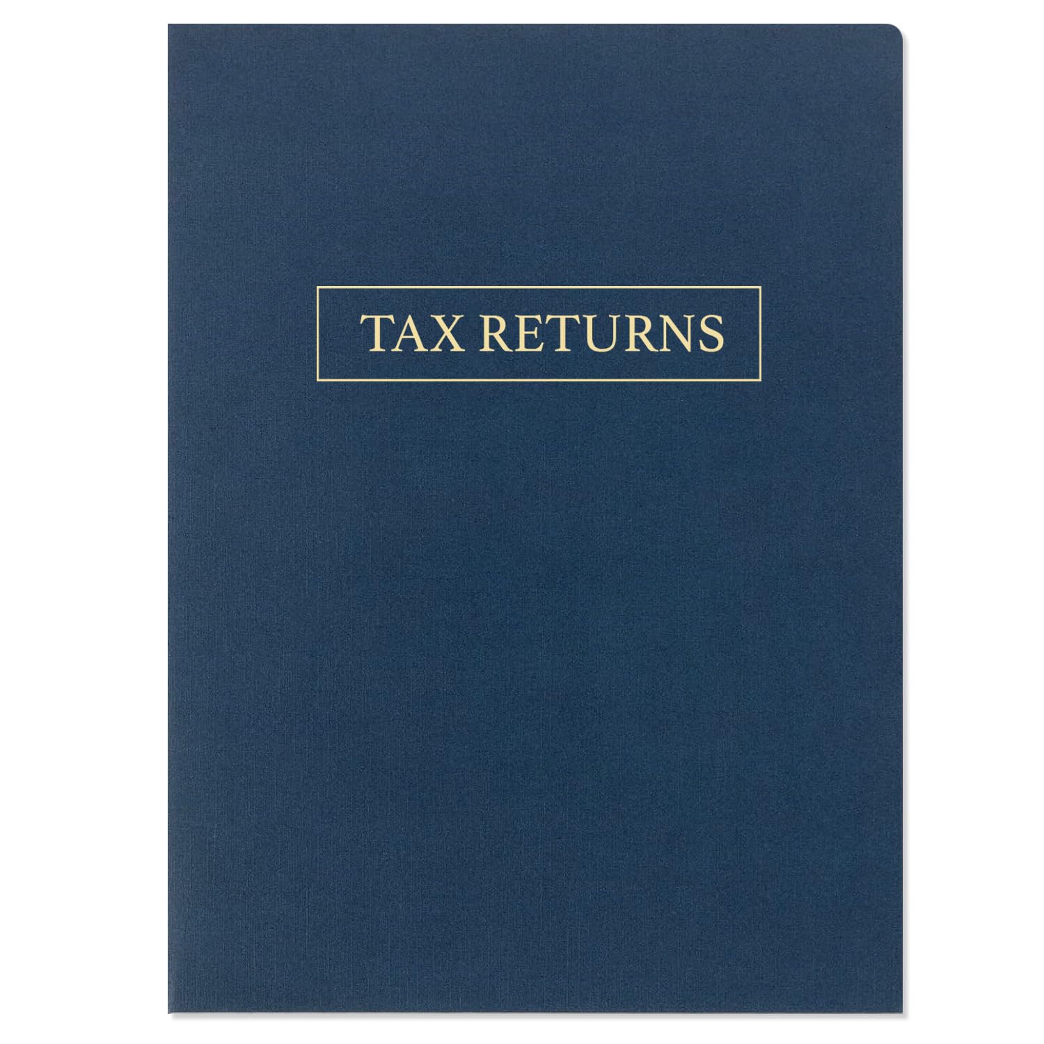 50-Pack Blue Linen Tax Return Folders with Pockets & Gold Foil - Organize Financial Documents, Receipts & Tax Records for Home Office or Accounting Use