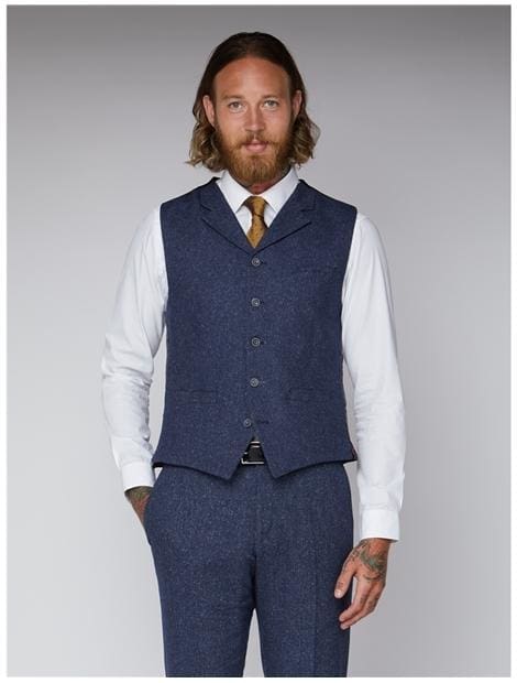 Gibson Blue Tweed Slim Fit Waistcoat Vest for Men - Classic Formal & Casual Wear - Perfect for Weddings, Office & Special Occasions