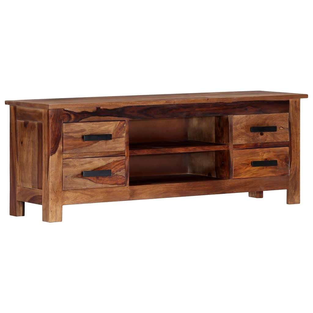 HechoVinen 50 Inch TV Stand Entertainment Center - Solid Reclaimed Wood Media Console with Open Shelves & 4 Drawers - Rustic Brown Storage Cabinet for Living Room, Bedroom, or Home Theater
