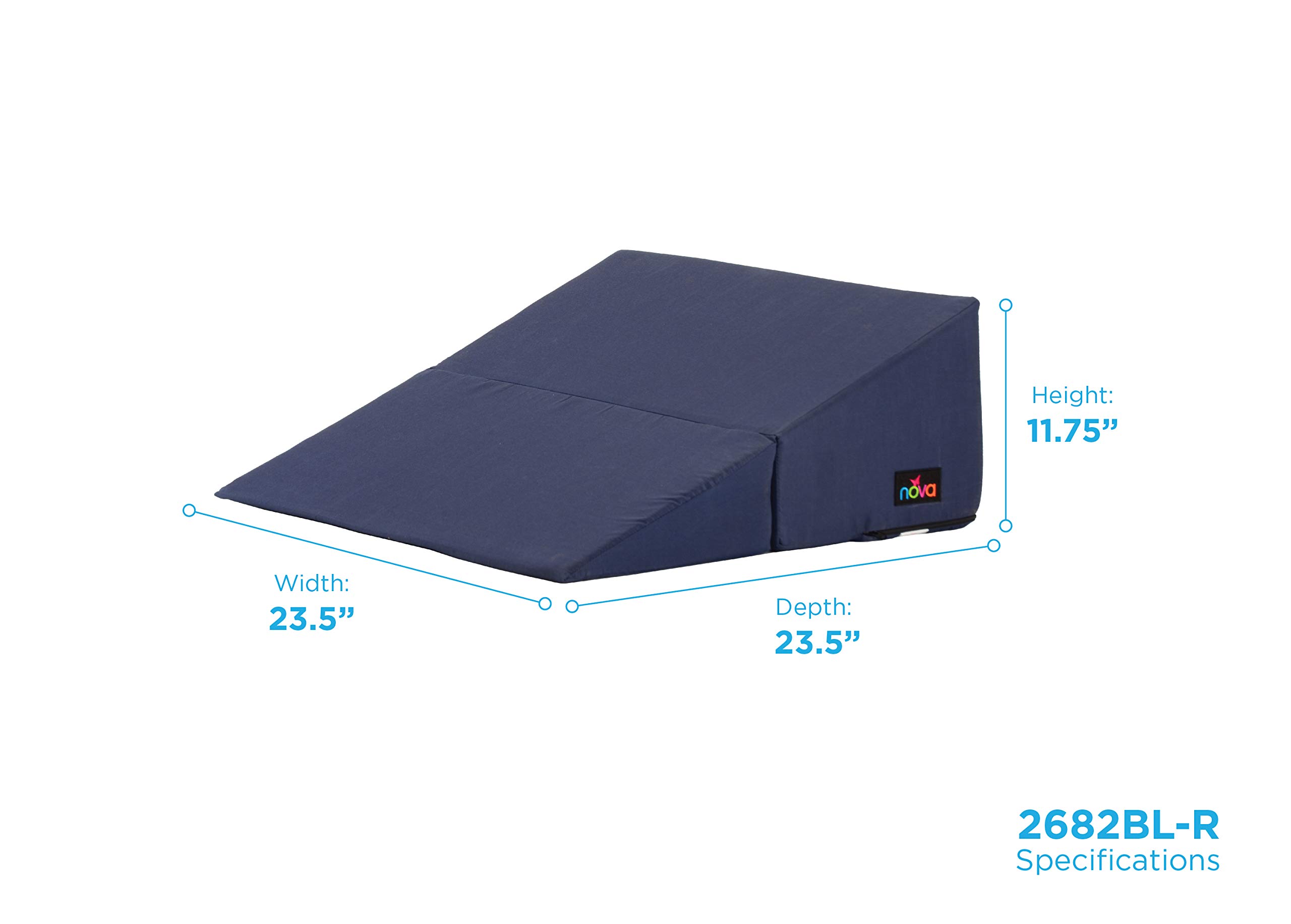 NOVA Medical Folding Bed Wedge Pillow - Adjustable Support for Sleeping, Reading & Laptop Use - Blue Orthopedic Cushion for Back Pain Relief & Comfort