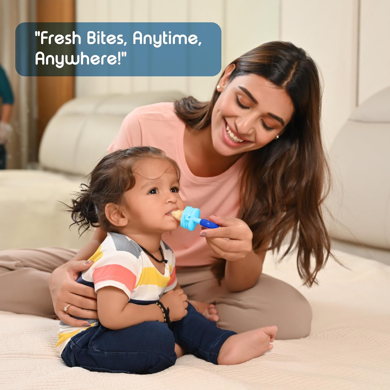 Kritiu BPA-Free Silicone Star Nibbler & Teether Combo - Safe Baby Teething Toy for 0-12 Months | Blue & Yellow | Perfect for Soothing Sore Gums & Introducing First Foods