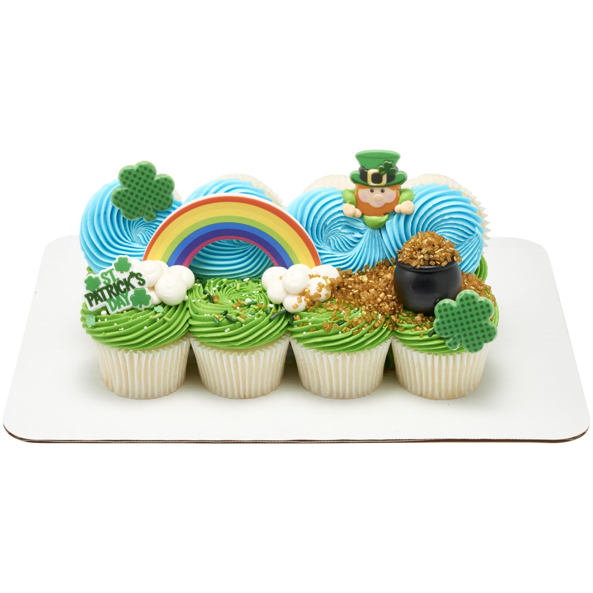DecoPac St. Patrick's Day Cupcake Toppers - 24 Pack of Green Shamrock & Leprechaun Rings for Cake Decorations | Food Safe Cupcake Decor for St. Paddy's Day Parties, Birthday Cakes & Holiday Desserts