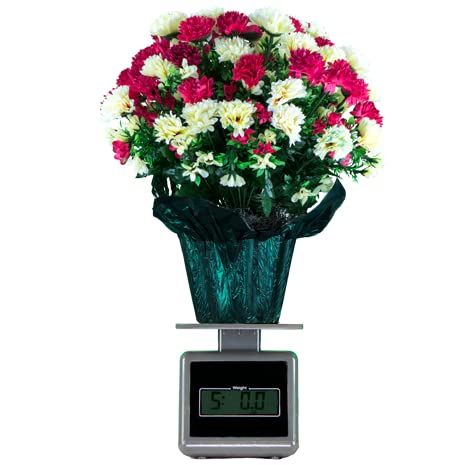 Sympathy Silk Artificial Flowers Weighted Pot Bouquet - 18