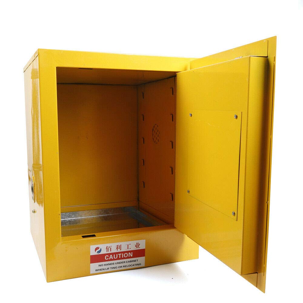 4 Gallon Flammable Safety Storage Cabinet - Heavy Duty Galvanized Steel Chemical Cabinet for Garage, Workshop & Laboratory | OSHA Compliant Fireproof Cabinet for Paint, Gasoline & Hazardous Liquids