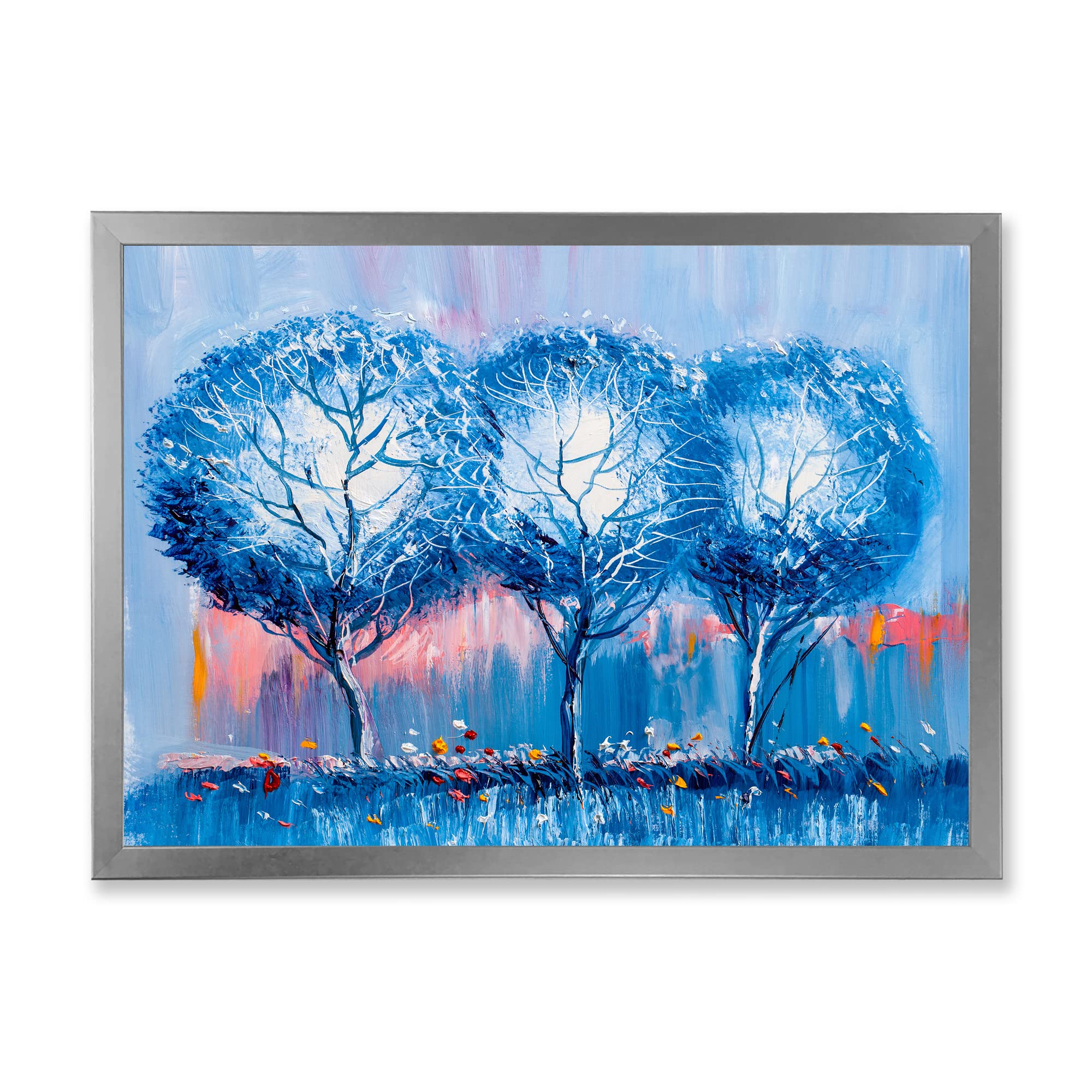 Colorful Trees Impressionist Landscape III - Modern Framed Wall Art Painting for Living Room, Bedroom & Office Decor