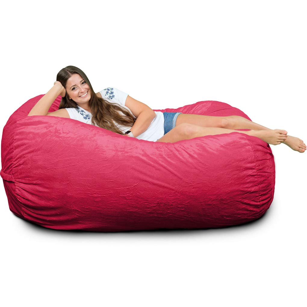 ULTIMATE SACK Lounger Bean Bag Chair - Oversized Comfort for Adults & Teens | Soft Pink Fur Bean Bag Sofa | Perfect for Living Room, Bedroom, Dorm & Game Room Relaxation