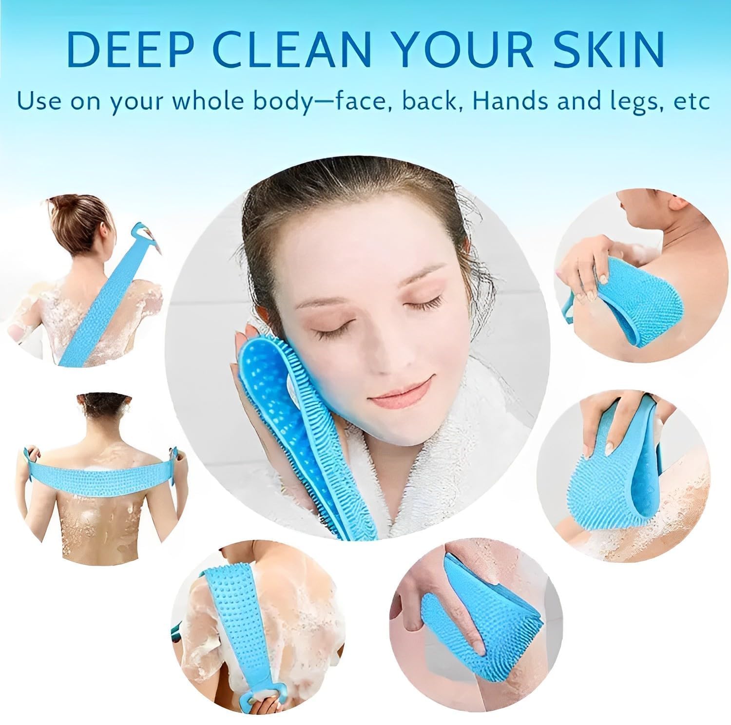 BLAXSTOC S-2 Silicone Body Brush with Shampoo Dispenser & Back Scrubber - Exfoliating Bath Brush for Men, Women & Kids - Soft Brightening Skin Care & Gentle Cleansing Shower Brush (Great for Sensitive Skin & Spa Days)