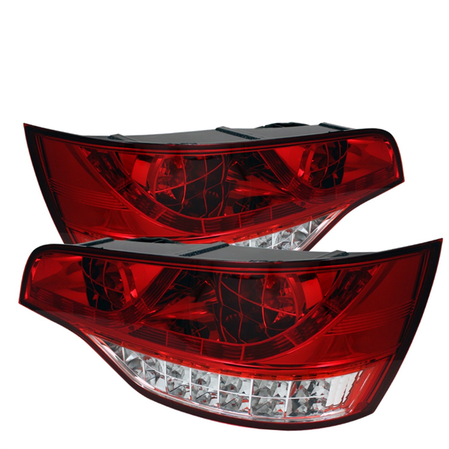 Audi Q7 2007-2009 LED Tail Lights - Red Clear Lens - Direct Replacement - Enhanced Visibility & Style for Night Driving