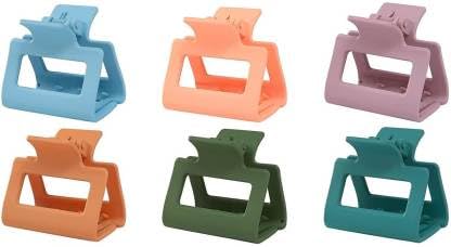 GT Gloptook Matte Hair Clips for Women - Non-Slip Small Square Jaw Claw Clips for All Hair Types (6-Pack, Multicolor) - Perfect for School, Work, Gym & Everyday Hairstyles