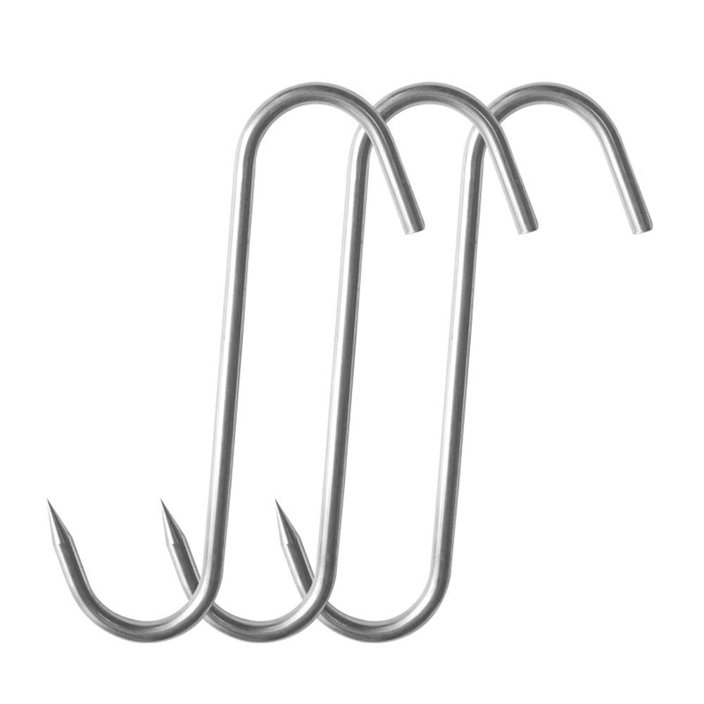 Stainless Steel S Hooks for Roast Duck & Bacon - 19cm (10 Pack)