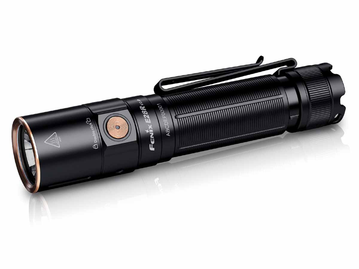 Fenix E28R V2.0 Rechargeable Flashlight - 1200 Lumens, USB-C Charging, Compact EDC Light for Camping, Hiking & Emergency Use
