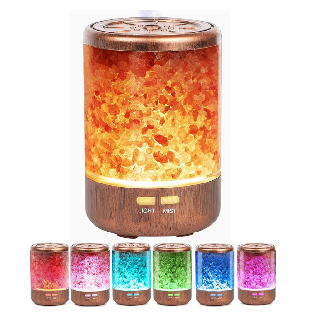 Himalayan Salt Lamp with Essential Oil Diffuser & Cool Mist Humidifier - 3-in-1 Aromatherapy for Home, Office, Yoga & Meditation - Natural Air Purifier & Relaxation Gift