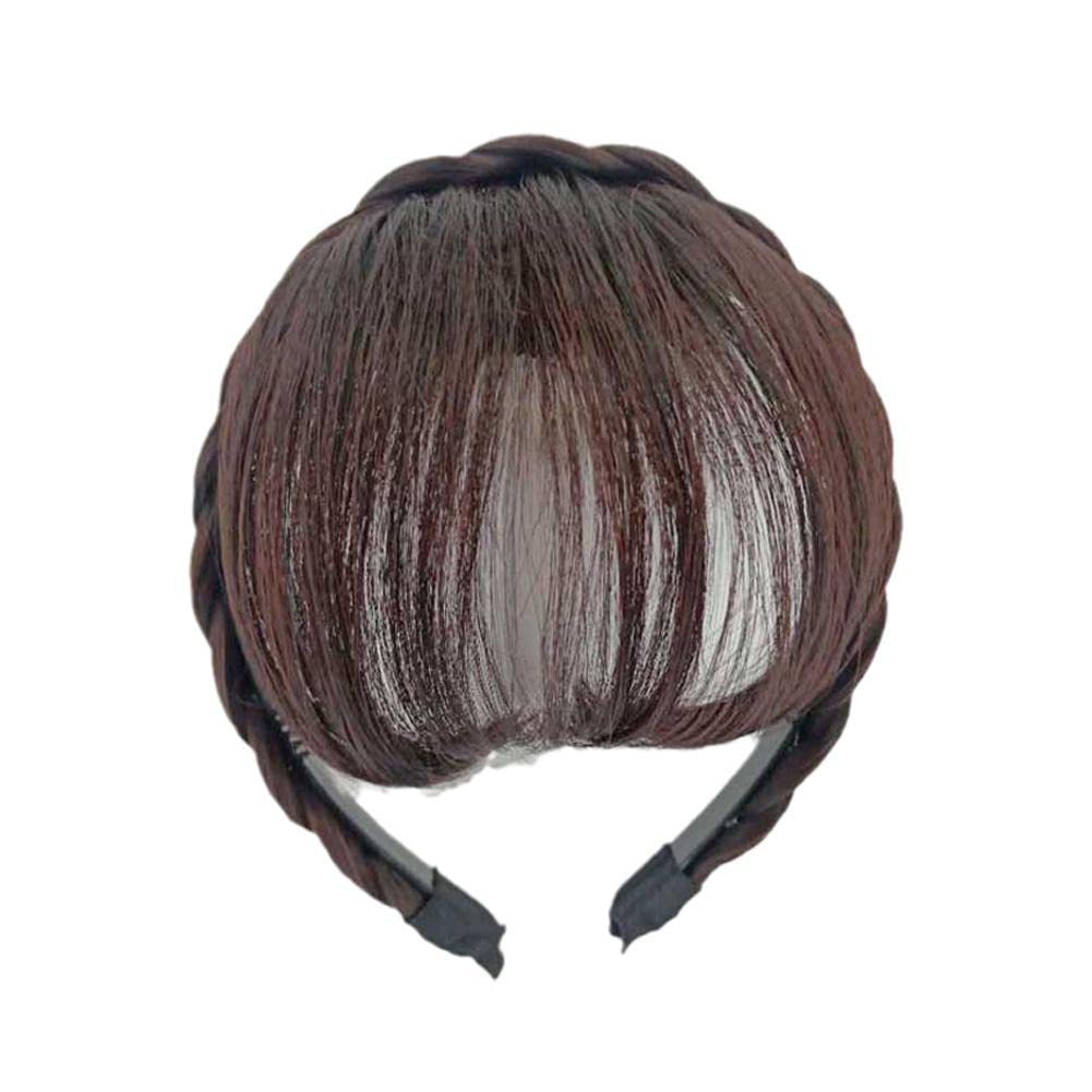 New Twist Headband With Bangs For Women - Natural Brown Black Artificial Wig Hair Band | Perfect for Cosplay, Costume Parties & Everyday Fashion