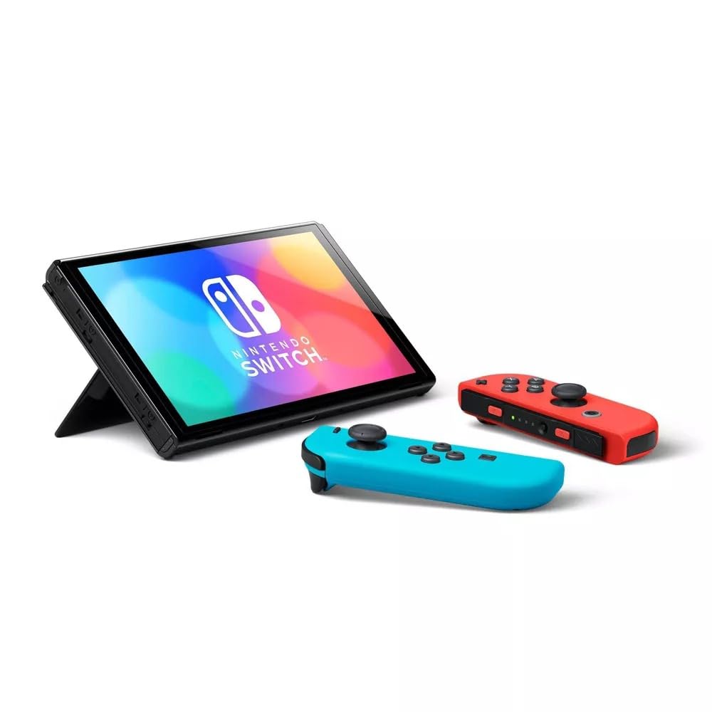 Nintendo Switch OLED Model with Neon Red & Blue Joy-Con - Renewed Console for Gaming, Travel & Family Fun