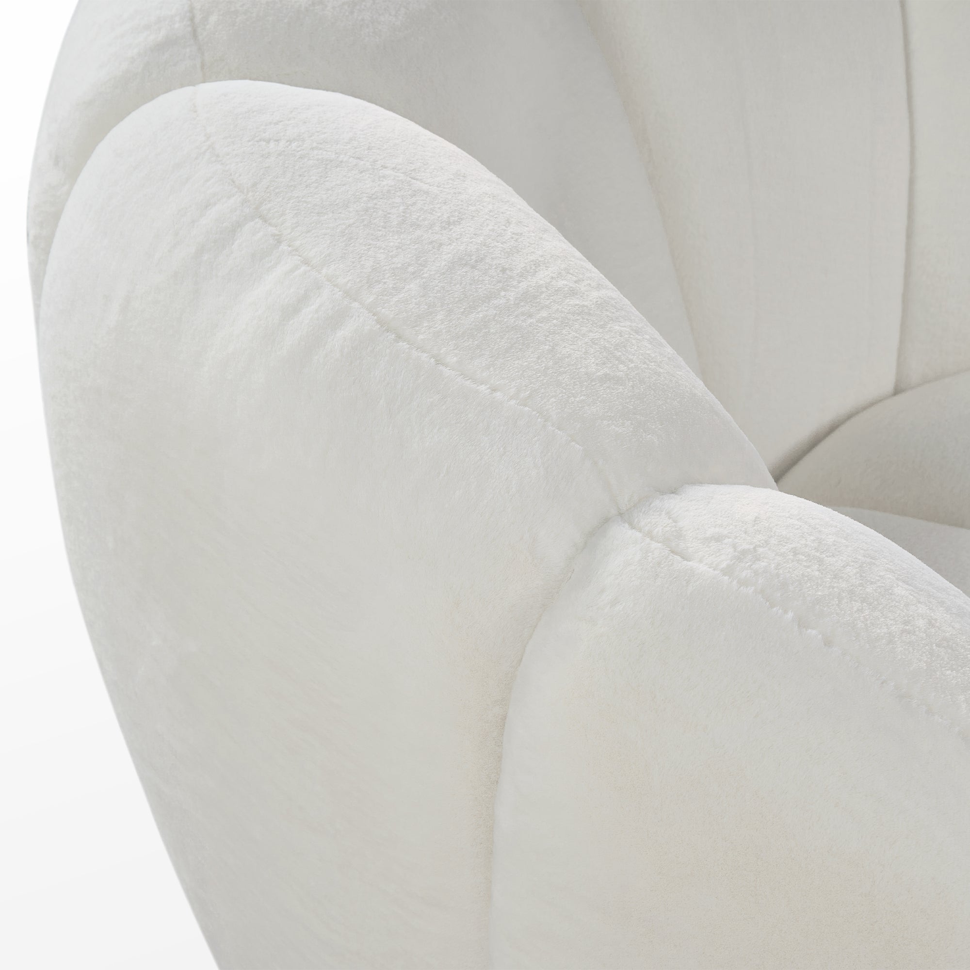 Adele Upholstered Swivel Chair - White Fabric Modern Office Chair for Home & Office - Comfortable 360-Degree Rotating Desk Chair for Work, Study, and Relaxation