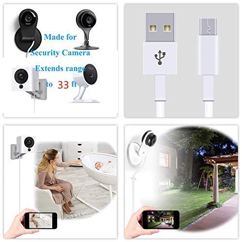 3M USB to Micro USB Power Cable for WyzeCam, WyzeCam Pan, YI Camera, NestCam Indoor, Netvue, KasaCam, Furbo Dog Camera, Blink - Charging Cord for Security Cameras - Perfect for Home Surveillance & Pet Monitoring Systems