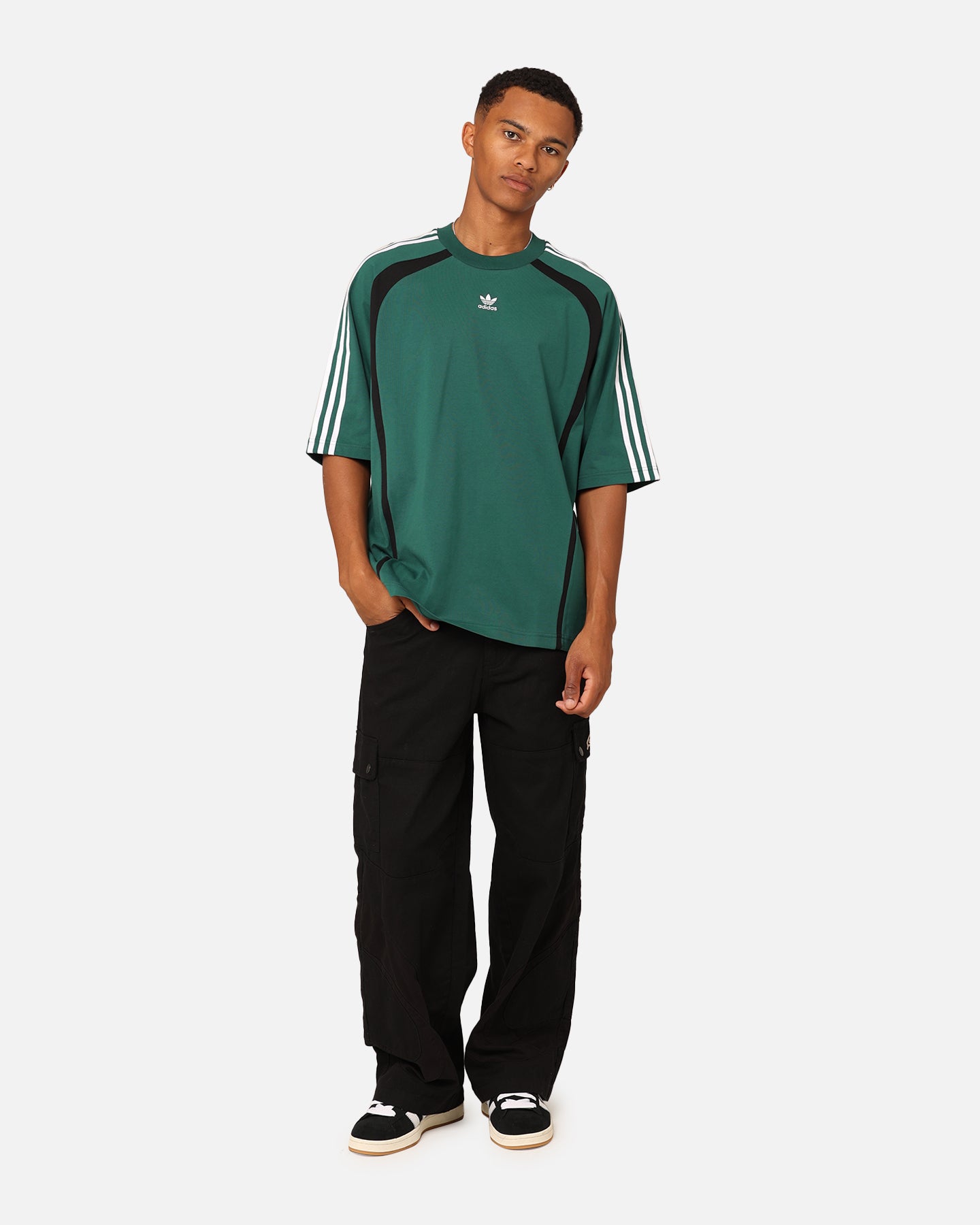 Adidas Oversized T-Shirt for Men & Women | Comfortable Cotton Crewneck Tee | Collegiate Green | Casual Wear, Street Style & Everyday Outfits
