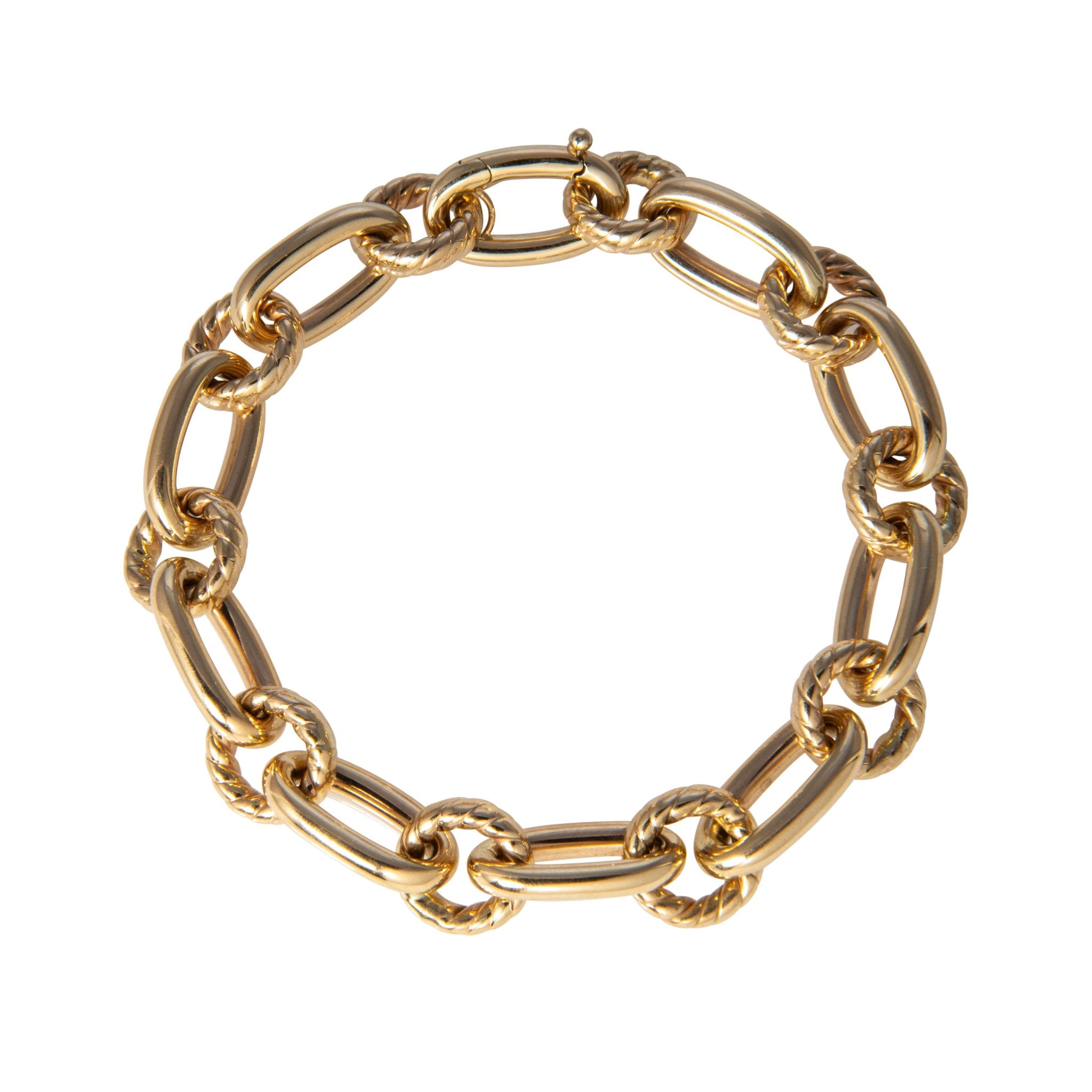 14K Yellow Gold Italian Rope & Polished Link Bracelet for Women - Elegant Jewelry Gift for Anniversary, Birthday & Special Occasions