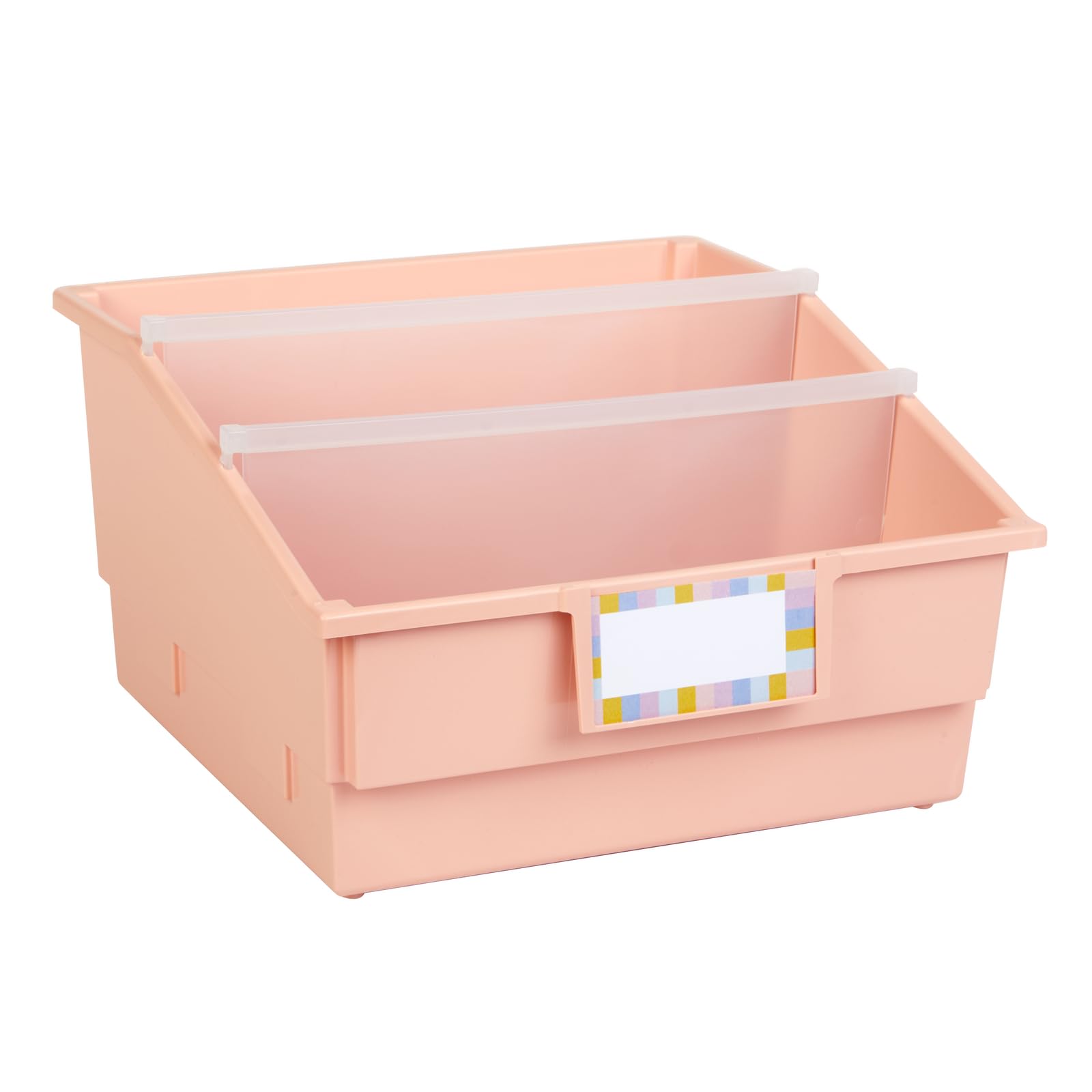 Really Good Stuff Picture Book Classroom Library Bins with Dividers - 6 Pack Peach - Durable Book Storage for Kids | Perfect for Classroom Organization, Homeschooling & Daycare Centers