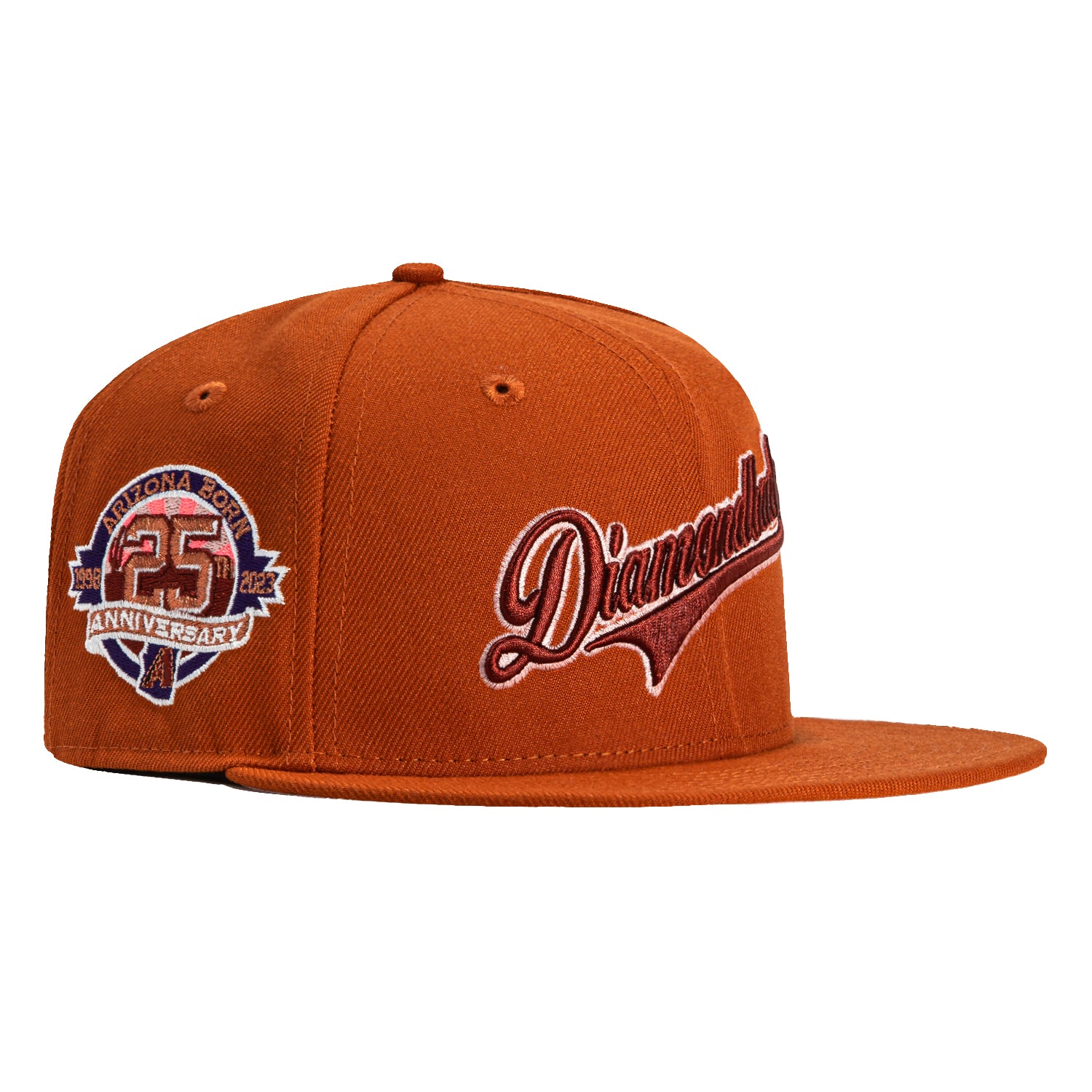 New Era 59Fifty Arizona Diamondbacks 25th Anniversary Patch Snapback Hat - Burnt Orange & Red - Official MLB Baseball Cap for Fans & Collectors - Perfect for Games, Tailgating & Everyday Wear