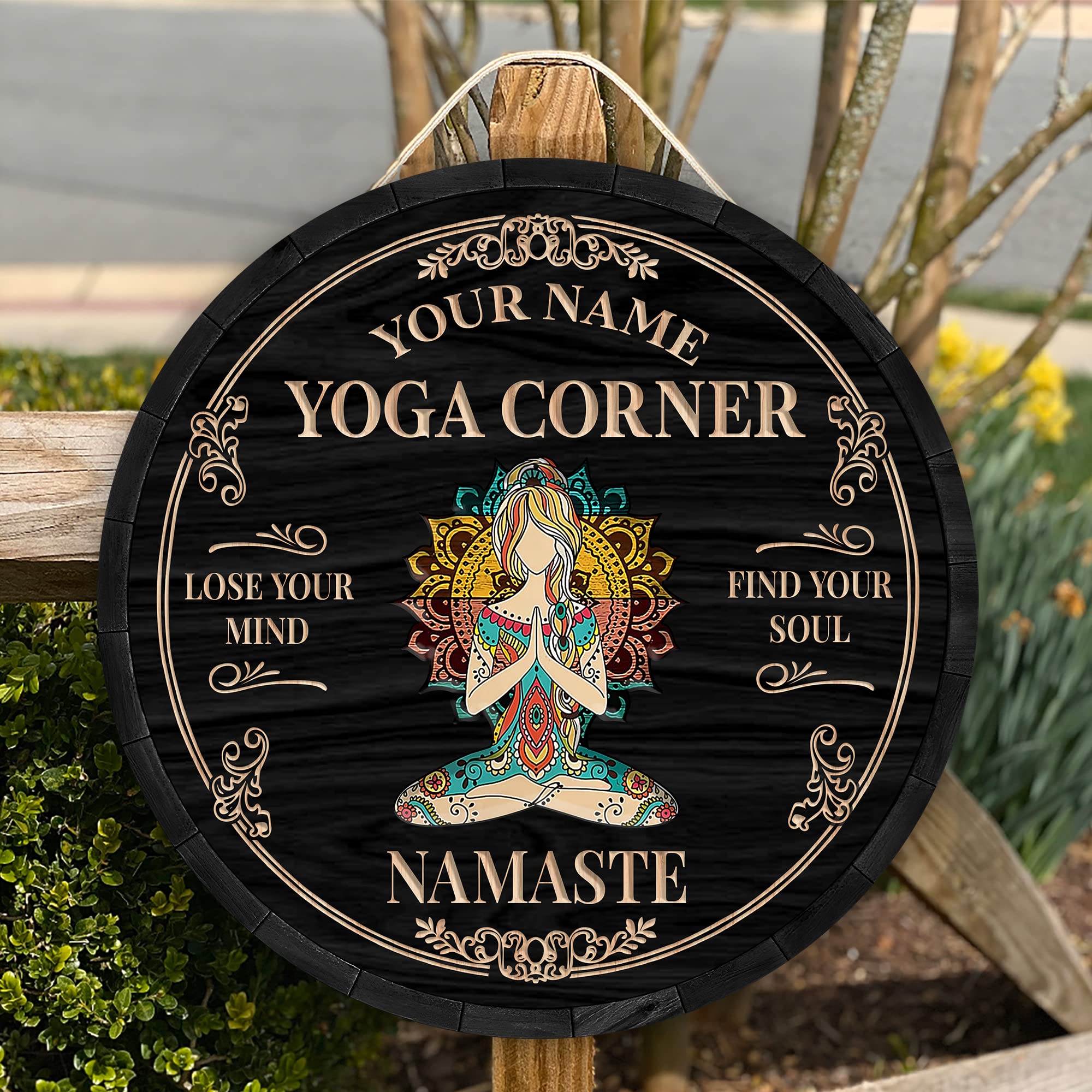 Custom Yoga Sign - Personalized Namaste Wall Art for Yoga Instructors & Lovers | Thoughtful Yoga Teacher Gift | Zen Studio Decor for Home, Office & Meditation Spaces