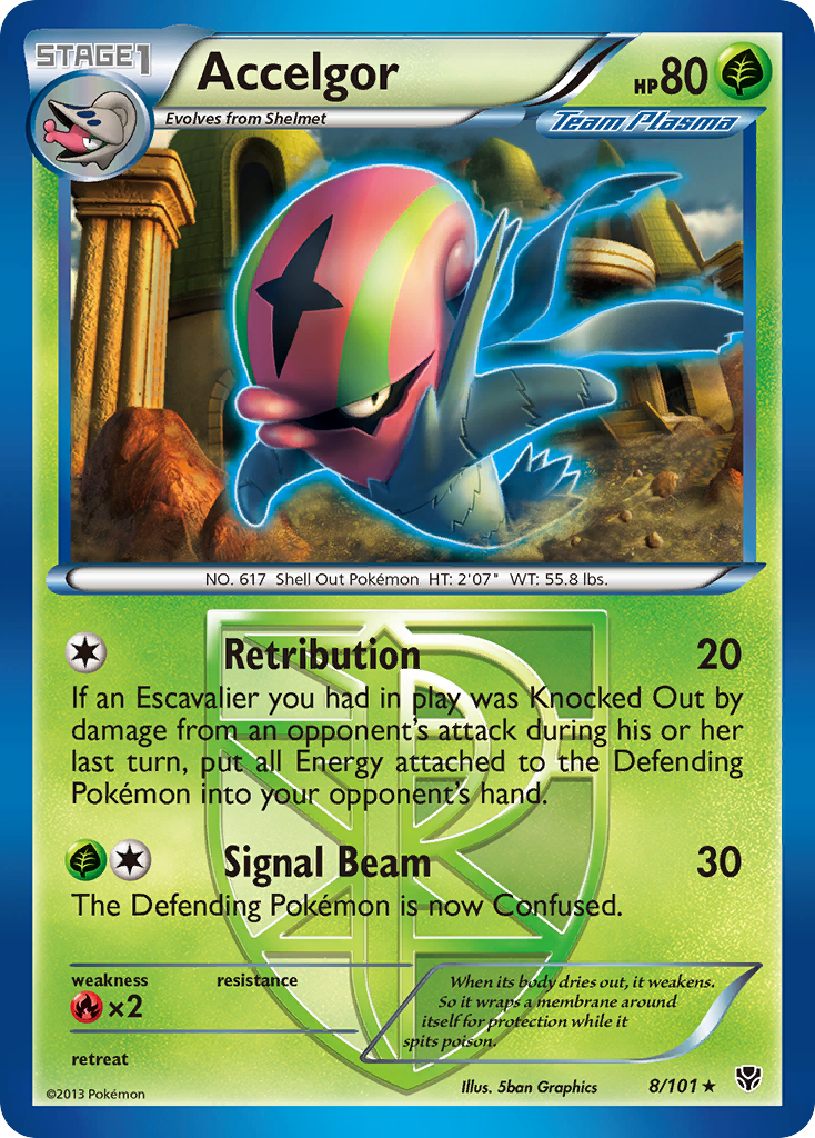 Accelgor Pokemon Card (8/101) - Black & White Plasma Blast - Rare Trading Card for Collectors & Battles