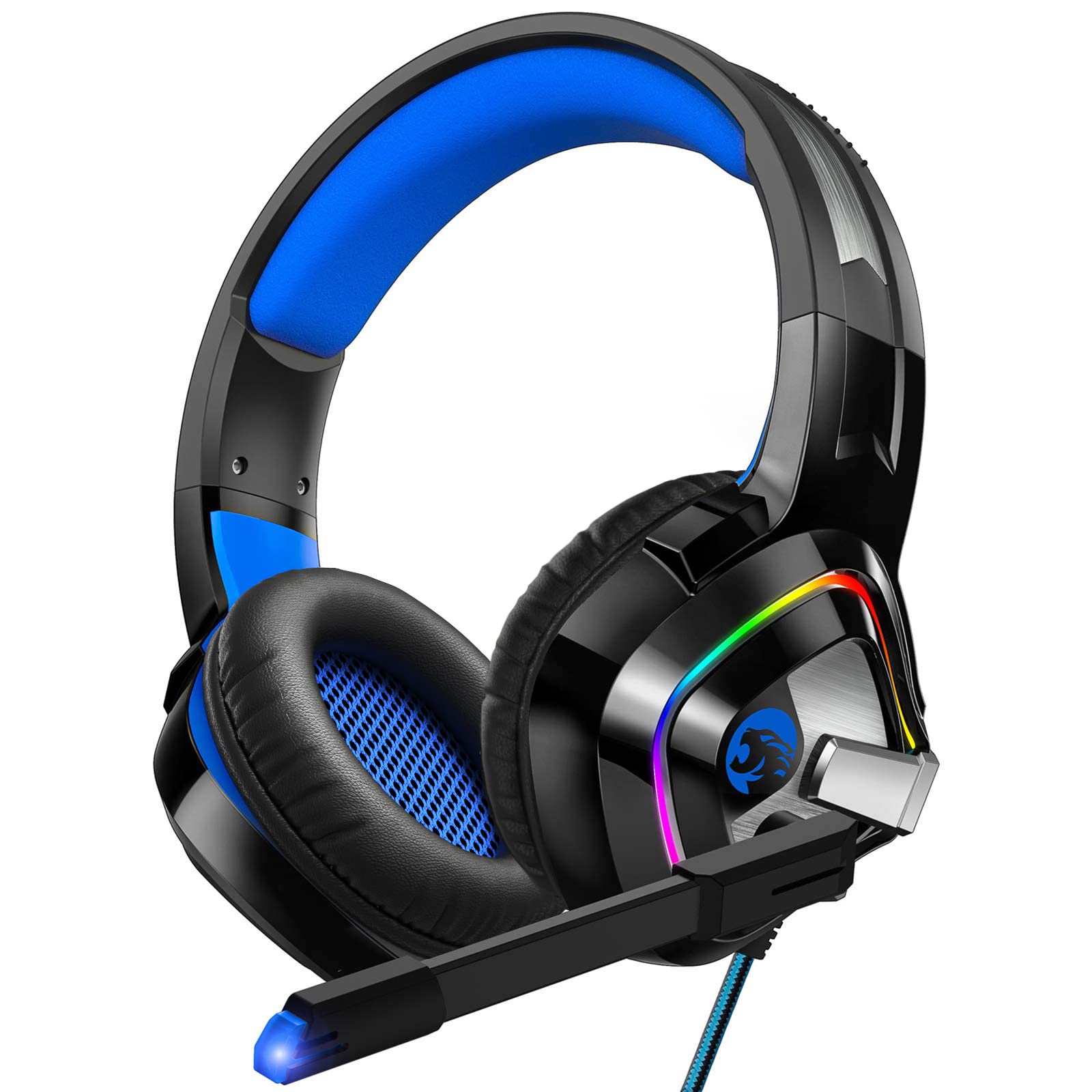 ZIUMIER Gaming Headset with Noise Canceling Mic & RGB Lights - Stereo Surround Sound Over-Ear Headphones for PC, PS4, PS5, Xbox One, Laptop - Perfect for Gaming, Streaming & Online Chatting
